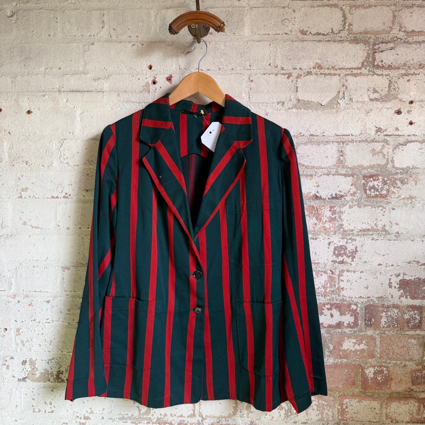 1940s Green and Red Striped Boating College Suit Blazer