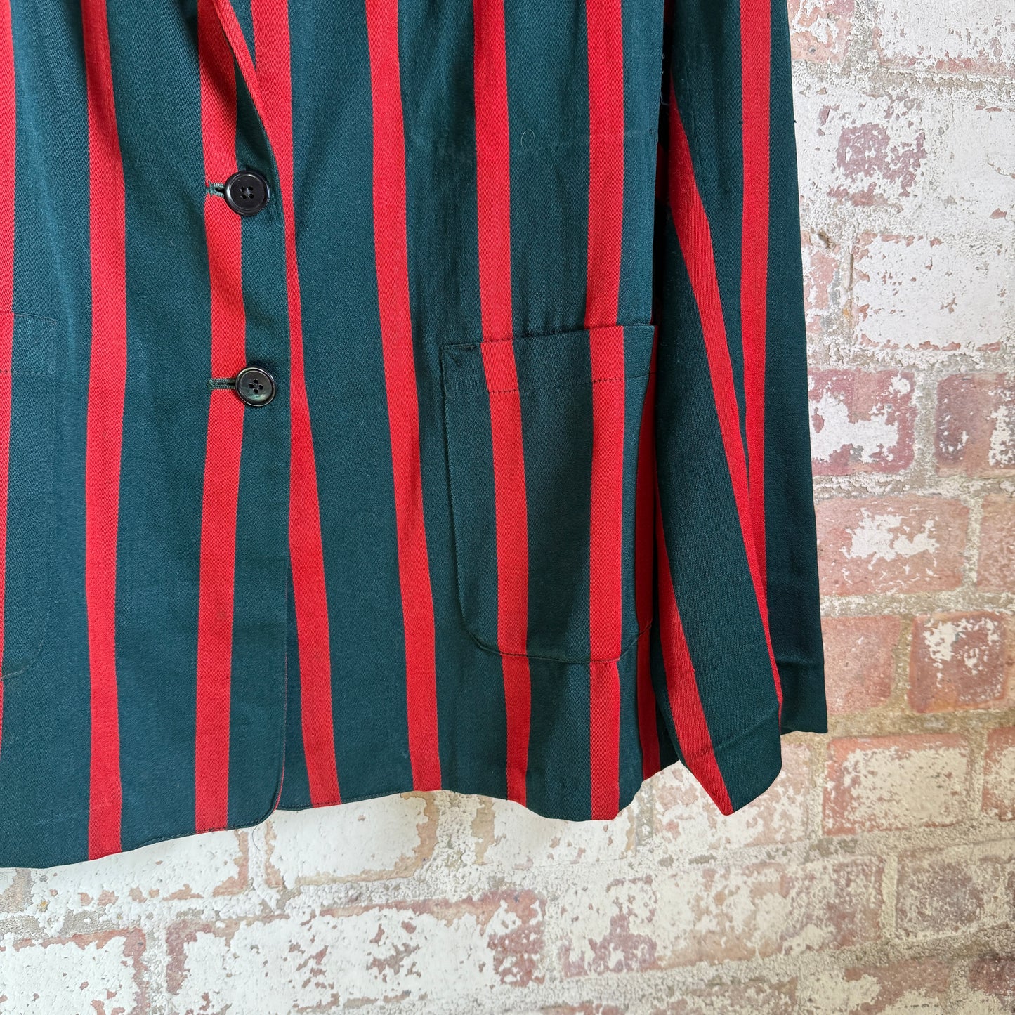 1940s Green and Red Striped Boating College Suit Blazer