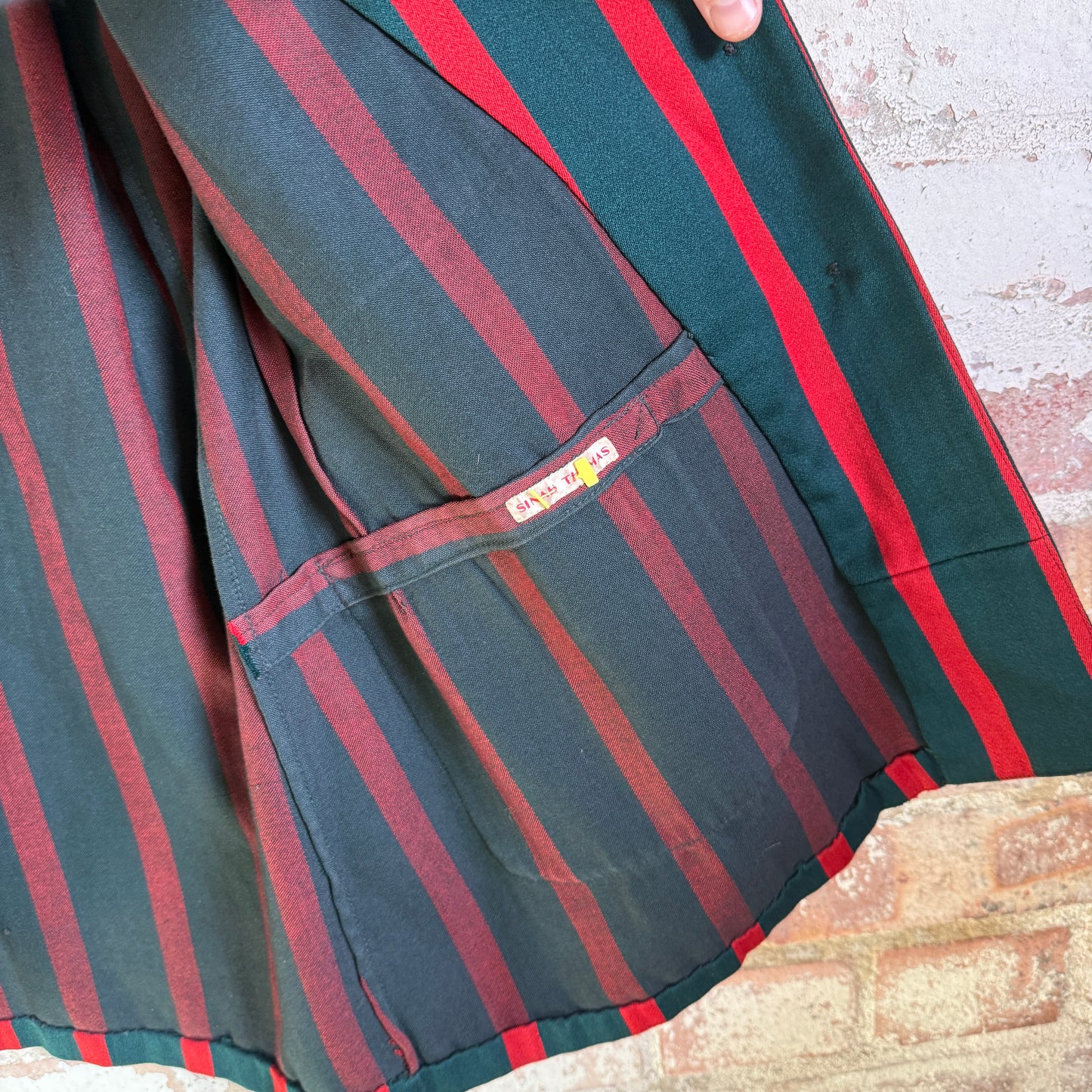 1940s Green and Red Striped Boating College Suit Blazer
