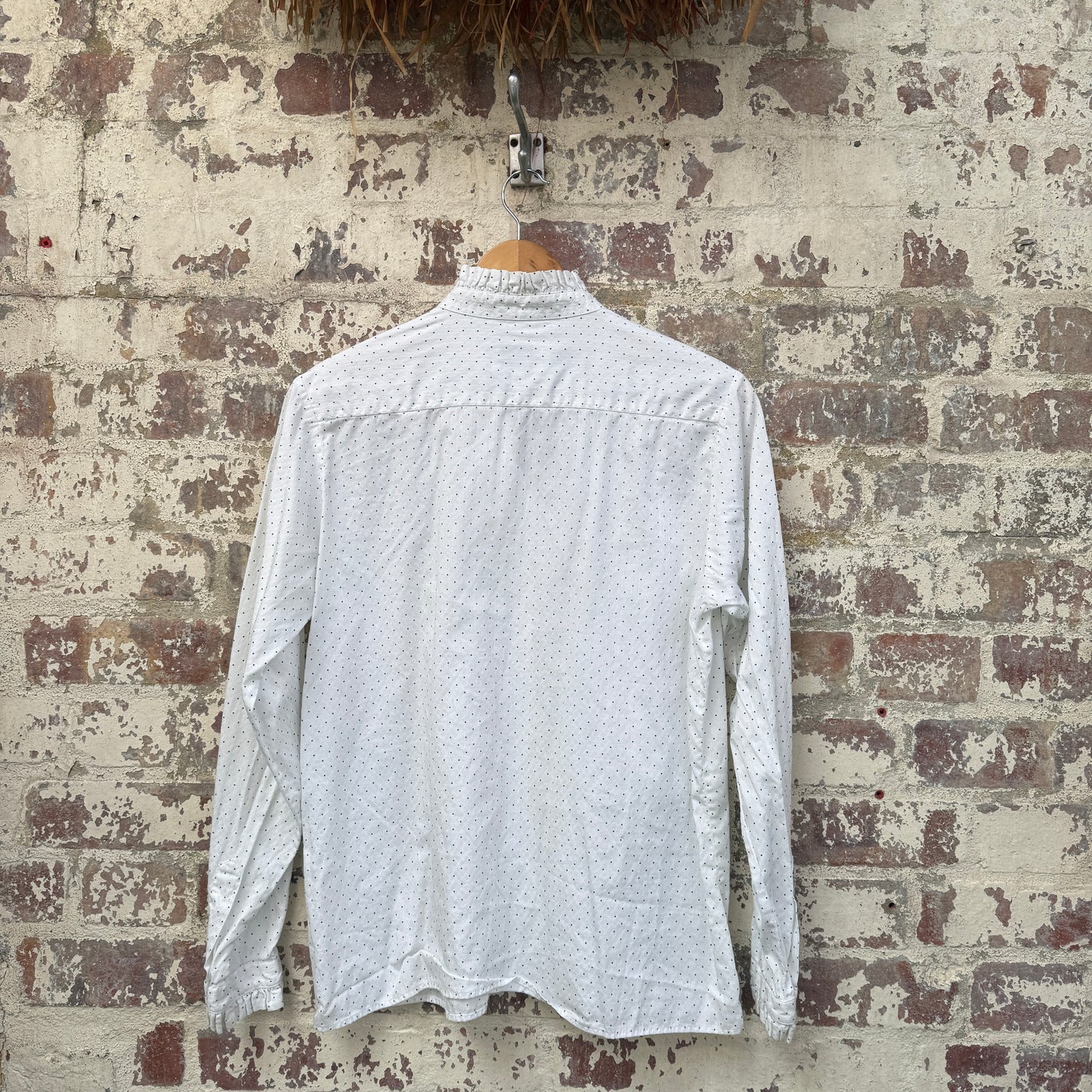 1980s White Polka Dot Button Up Shirt