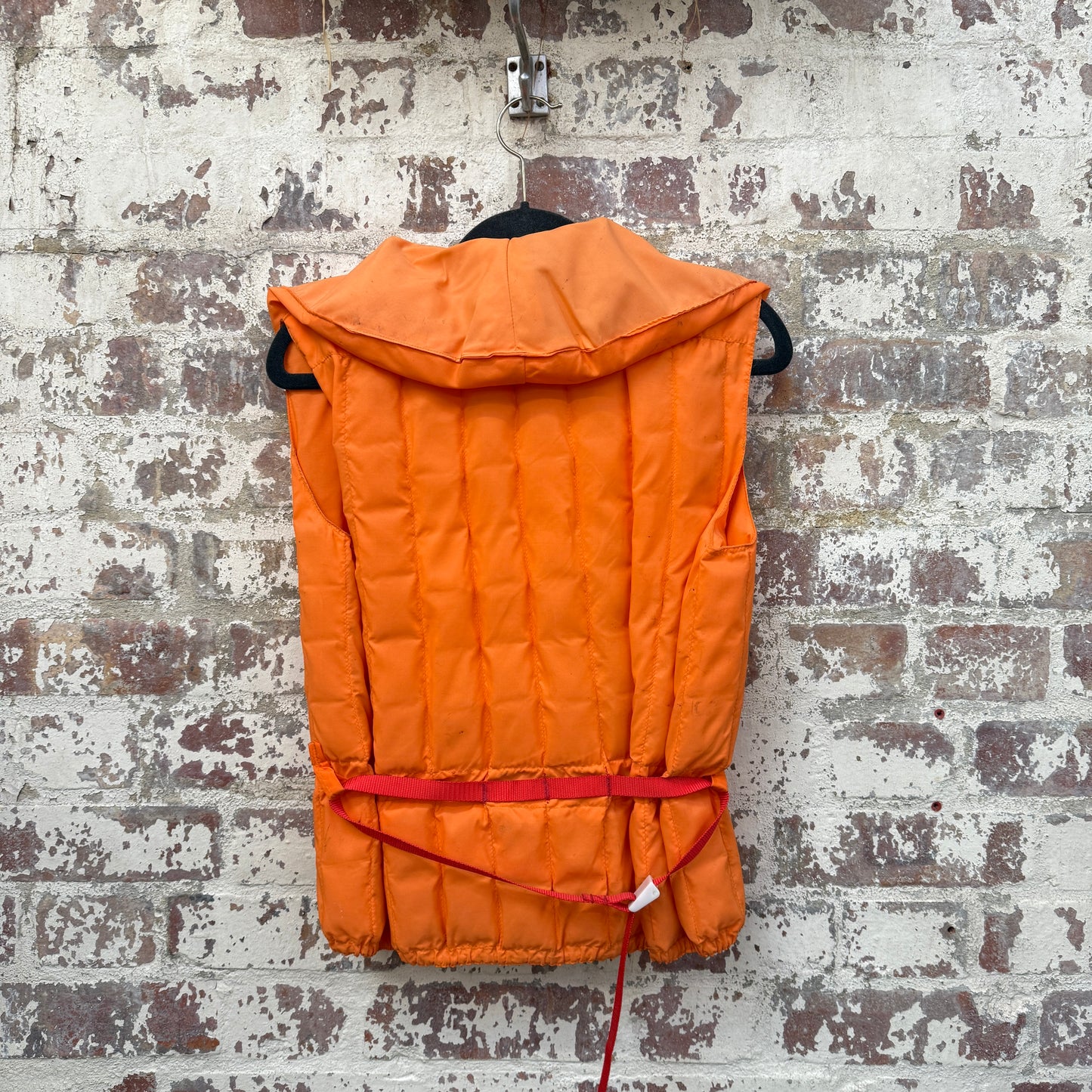 1970s Orange Unusual Padded Life Jacket Vest Gilet