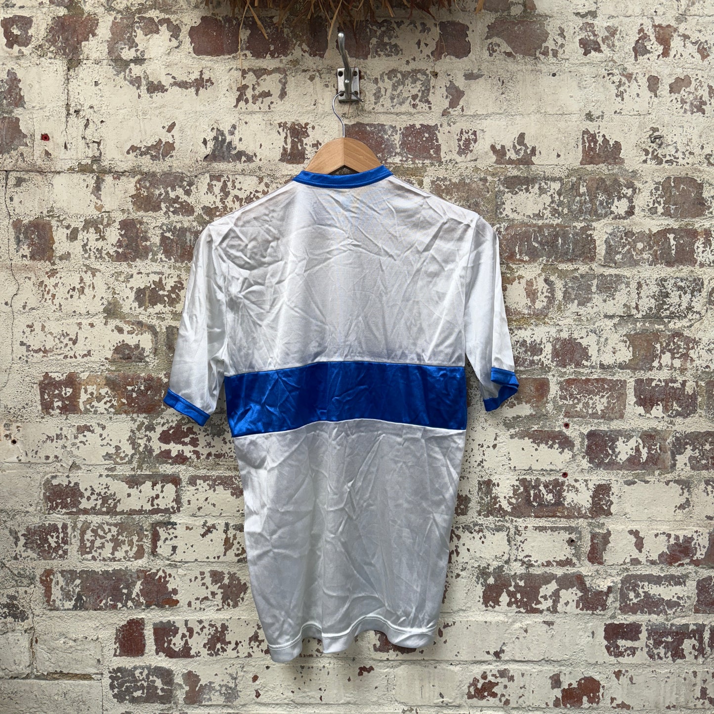 1980s Italian White and Blue Zip Polo Shirt