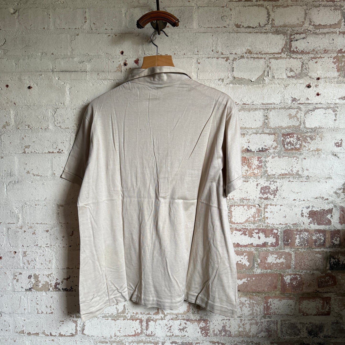 1970s Beige Italian Polo Shirt Top