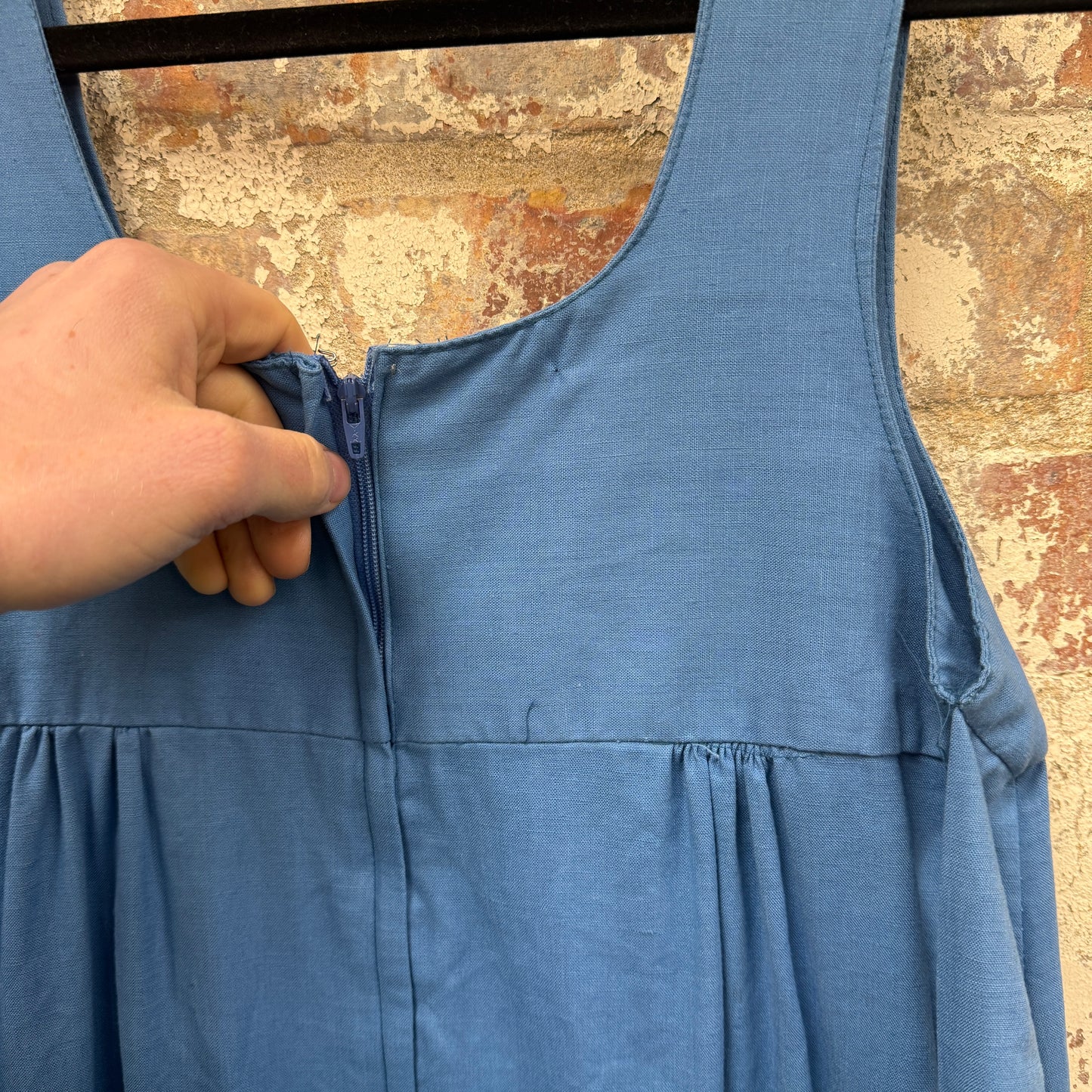 1980s Blue Cotton Belted Summer Dress