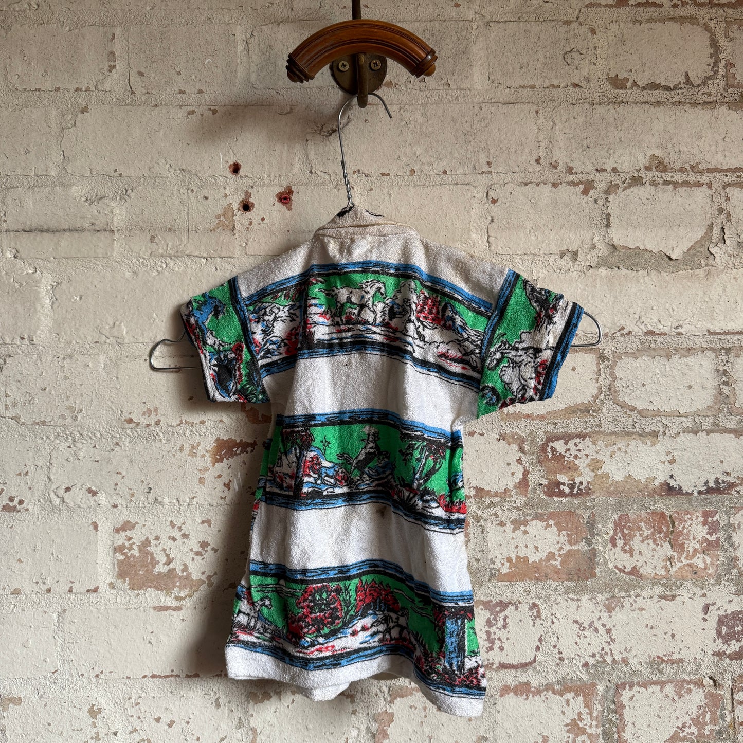 1970s Kids Towelling Zip Polo Shirt Top