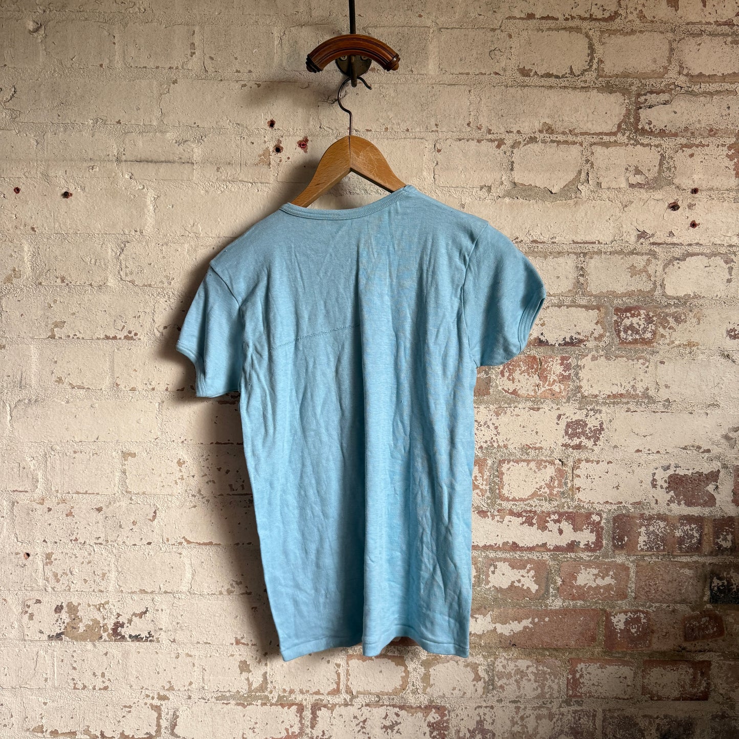 1970s Baby Blue Blank Cotton T-Shirt