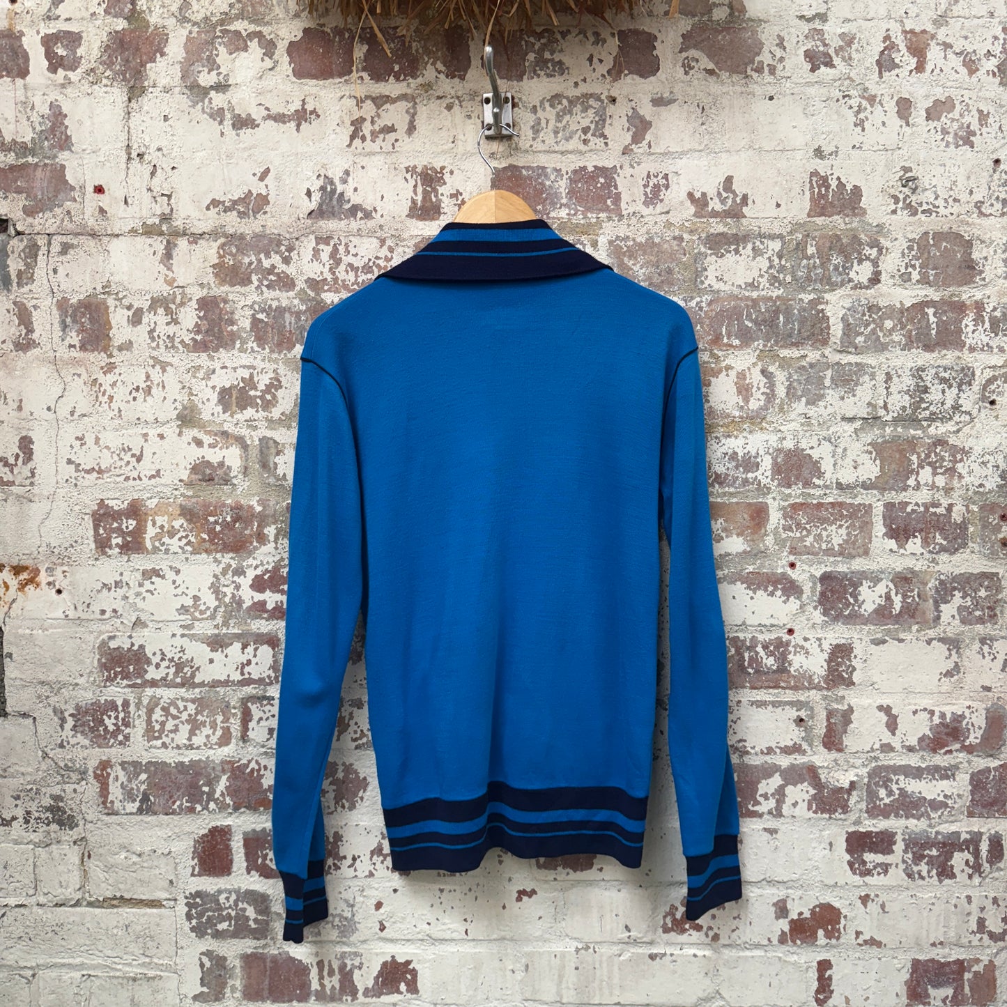1970s Blue and Black Zip Up Track Top