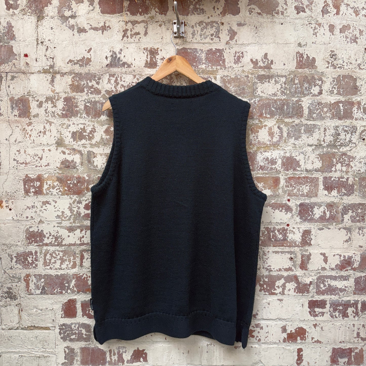 Vintage Dark Green Wool Guernsey Tank Top Jumper