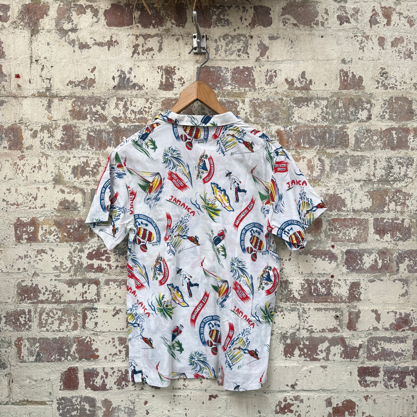 1960s White Caribbean Printed Leisure Shirt