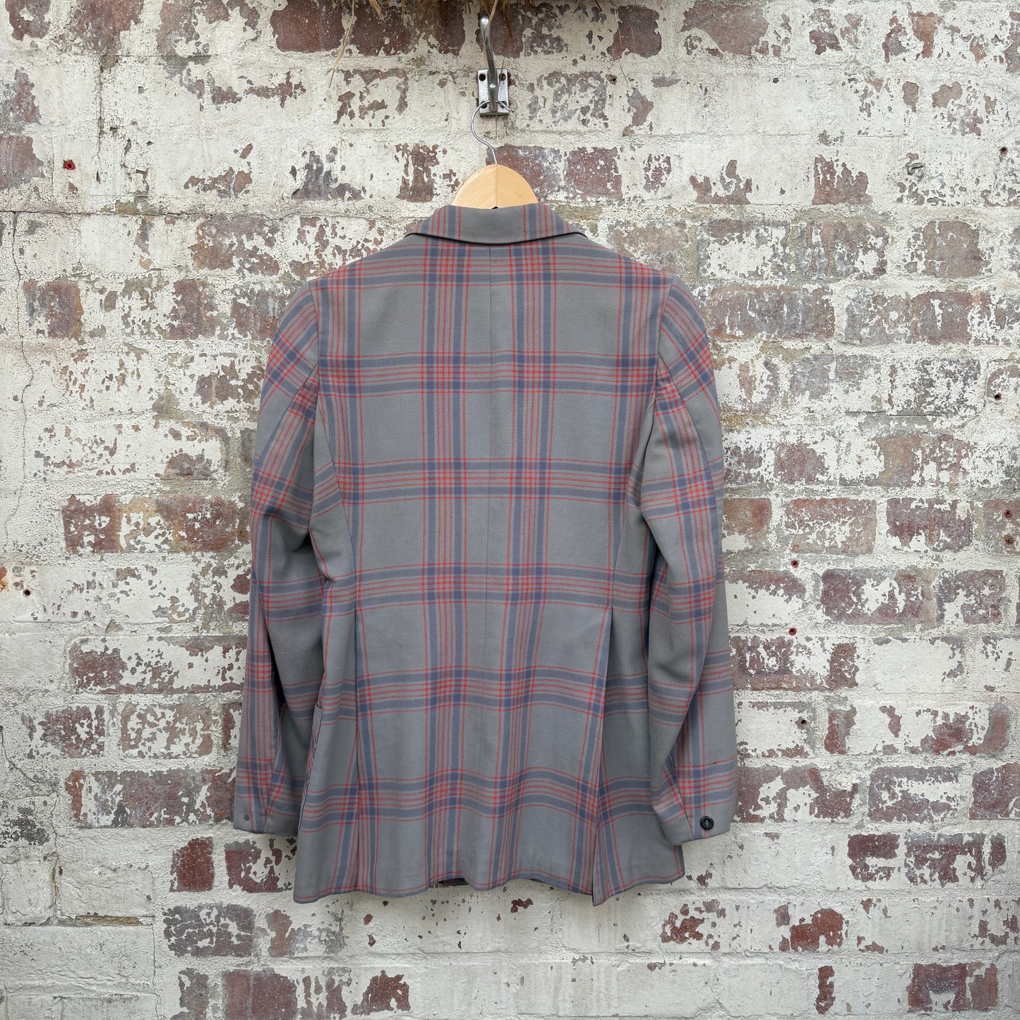 1970s Grey Checkered Blazer Suit Jacket