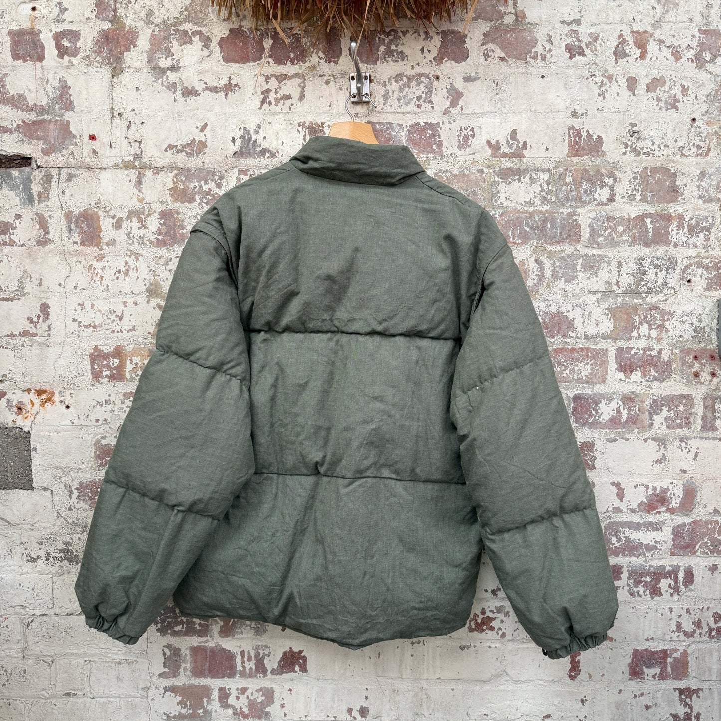 1980s Green Cotton Italian Military Puffer Jacket