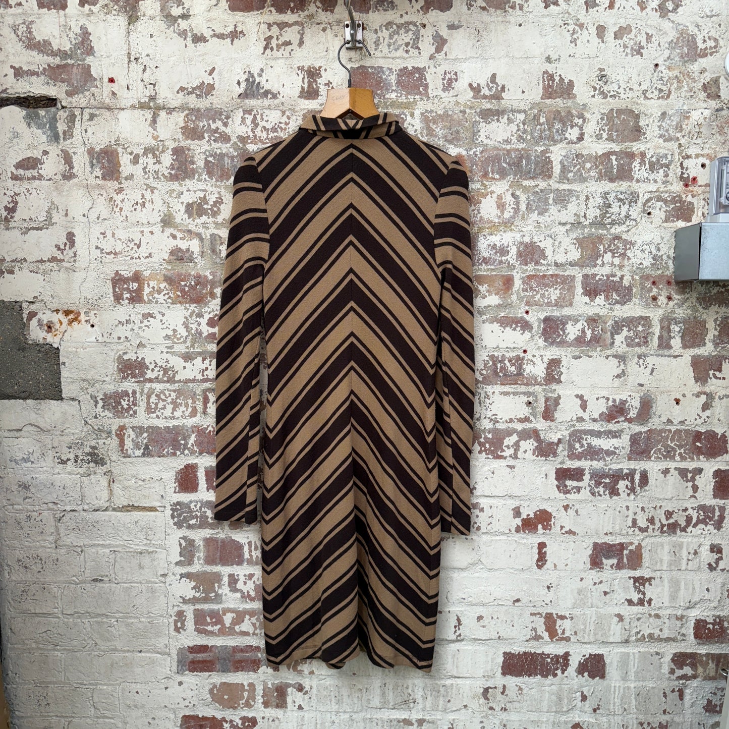1970s Brown Striped Italian Dress