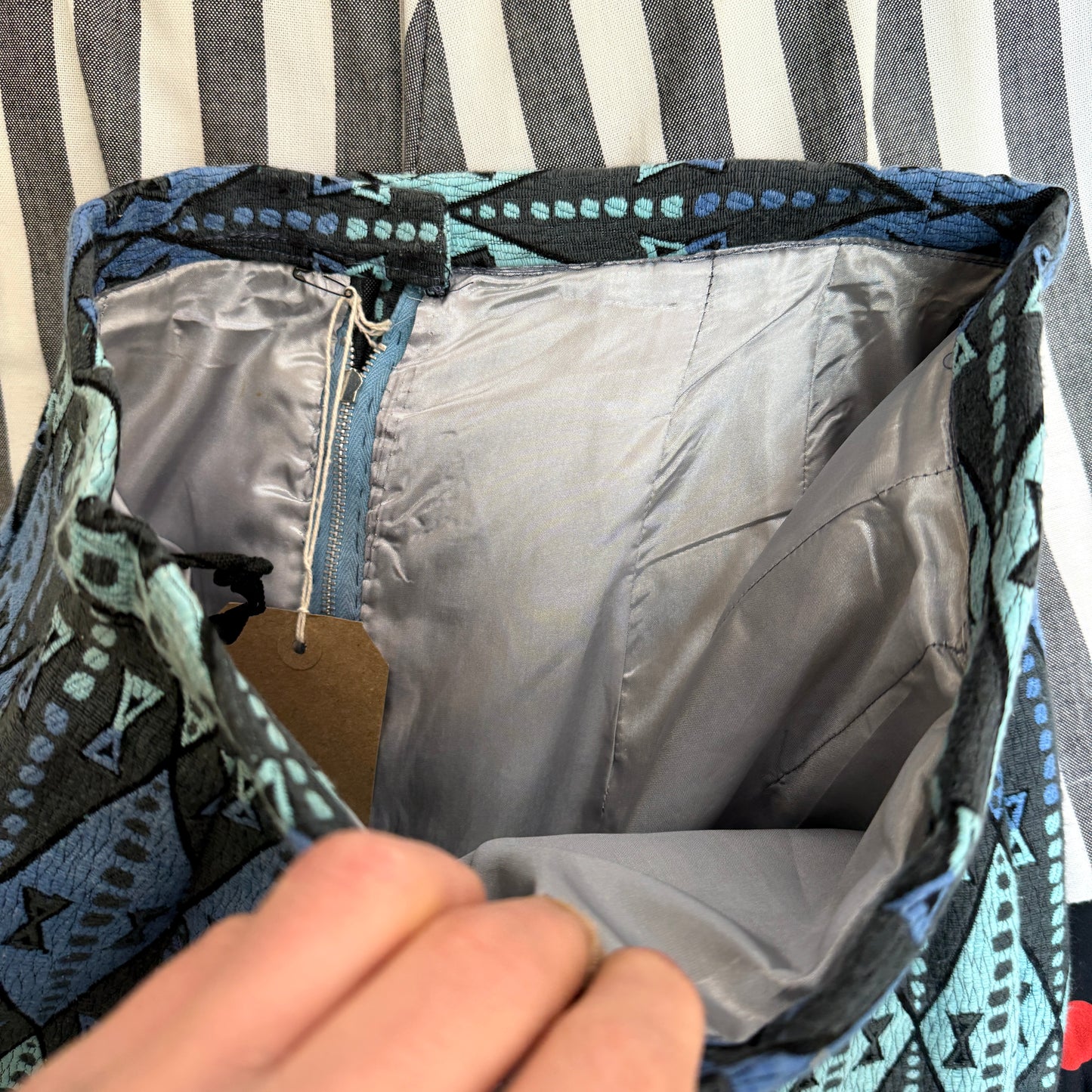 1970s Blue Aztec Skirt