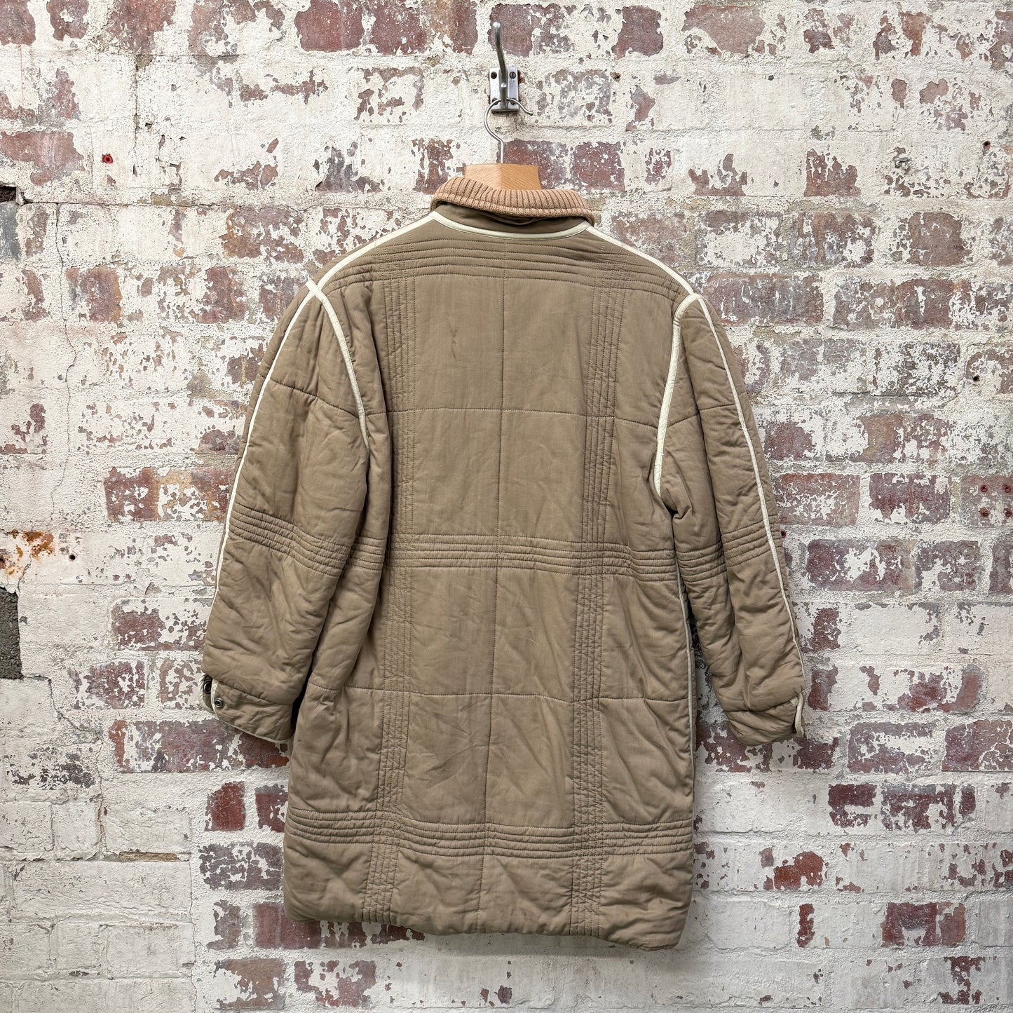 1970s Beige French Connection Padded Long Jacket