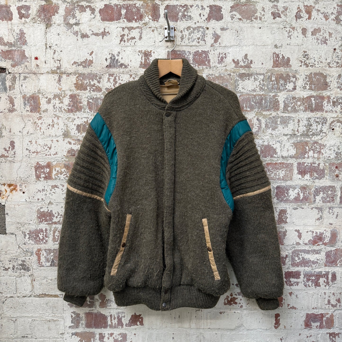 1980s Italian Wool Knitted Zip Up Jacket