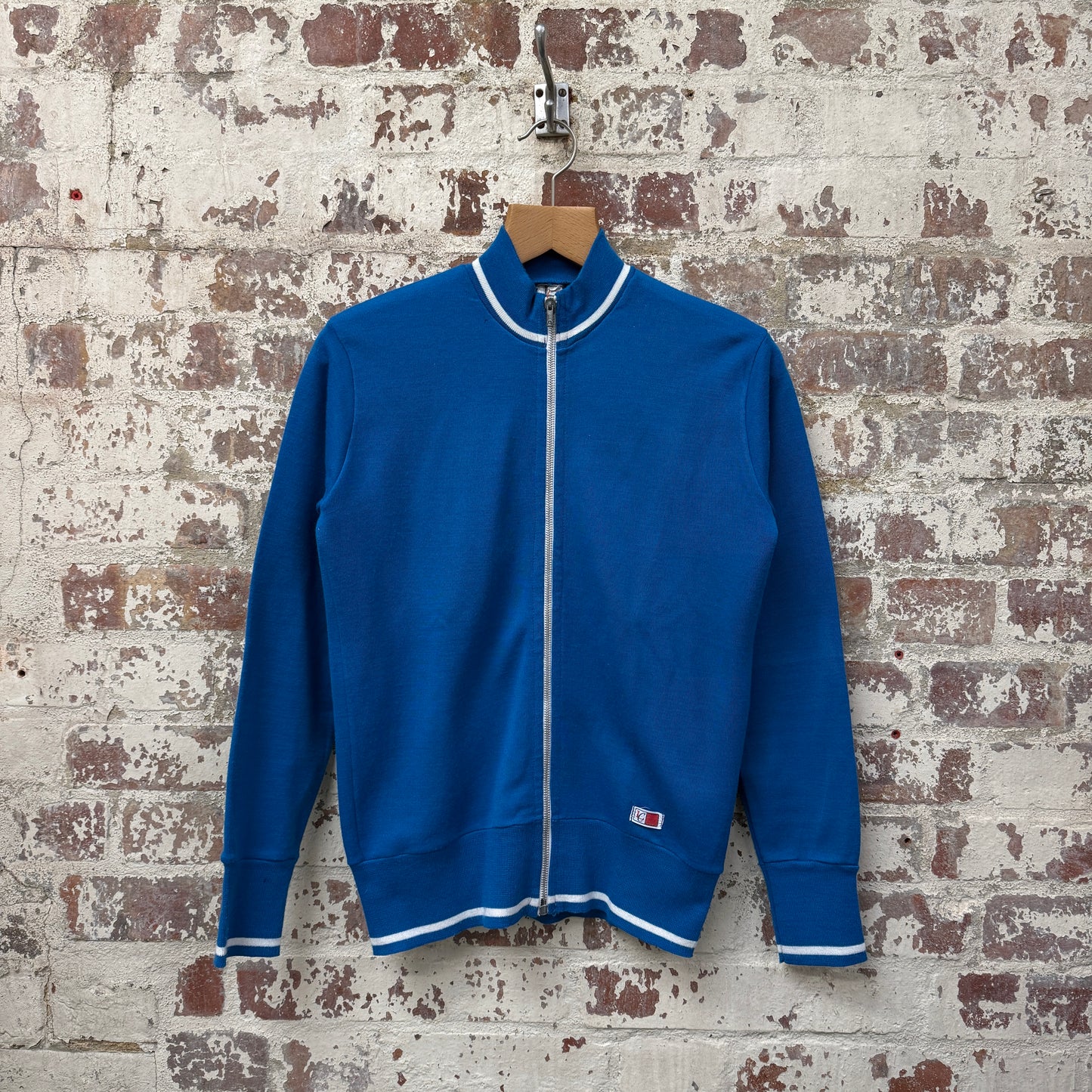 1970s Blue Knitted Zip Up Track Top
