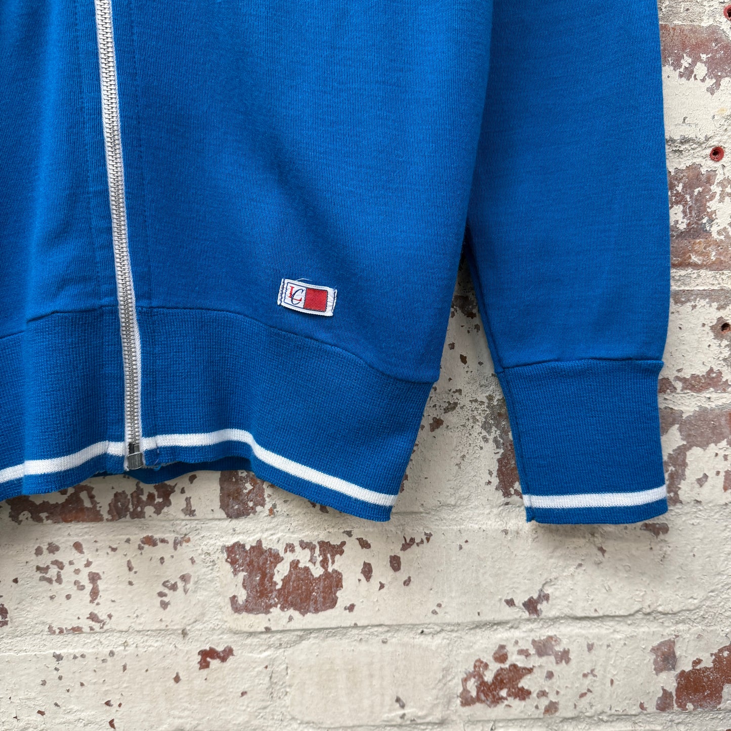 1970s Blue Knitted Zip Up Track Top