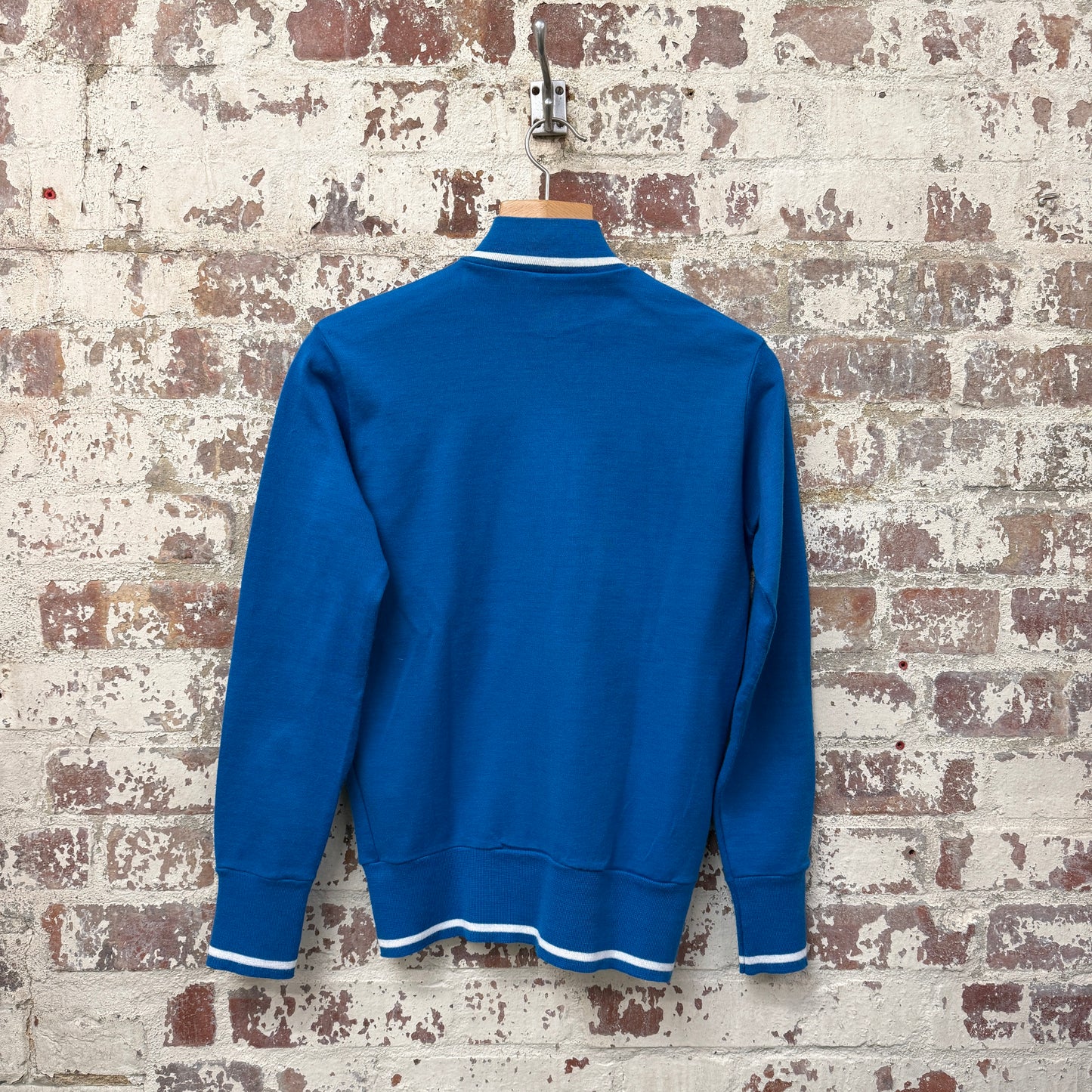 1970s Blue Knitted Zip Up Track Top