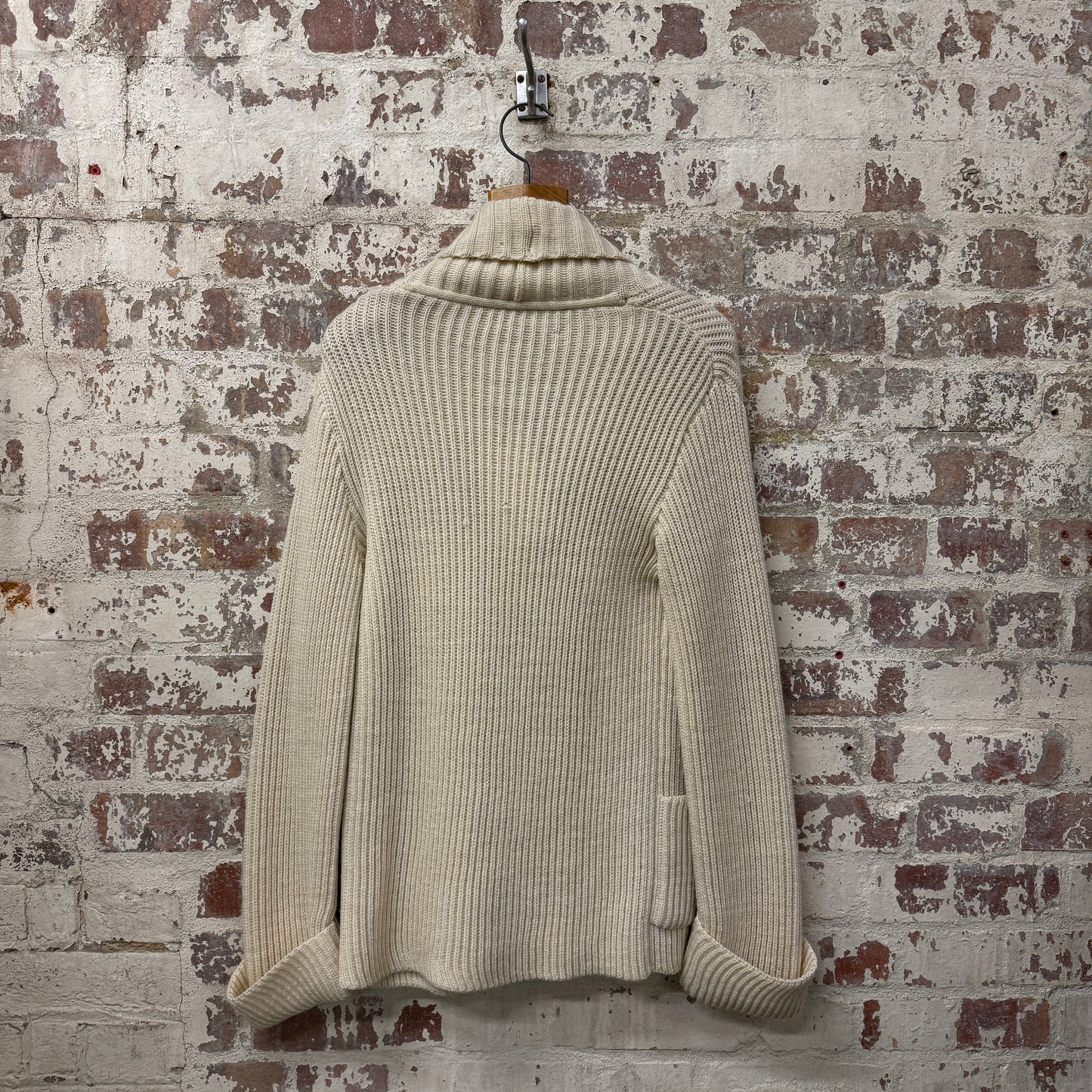 1970s Cream Knitted Double Breasted Cardigan Jumper