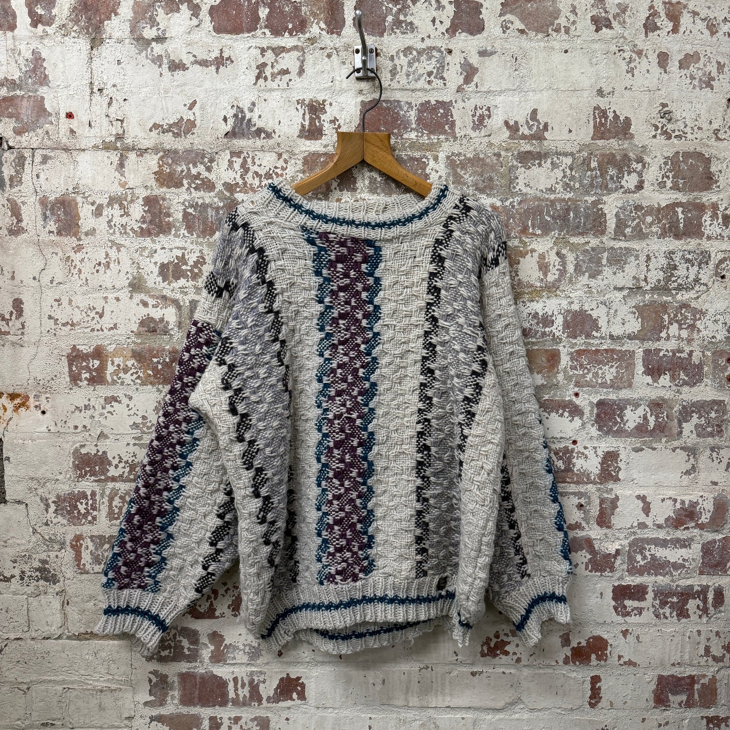 1960s Multicoloured Wool Chunky Knitted Jumper
