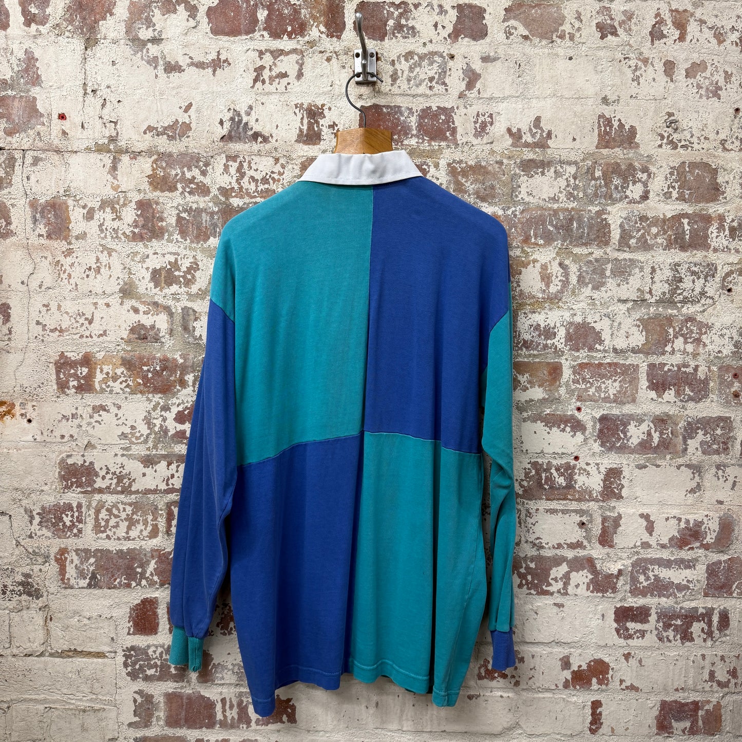1990s Turquoise Blue Sainsburys Rugby Top
