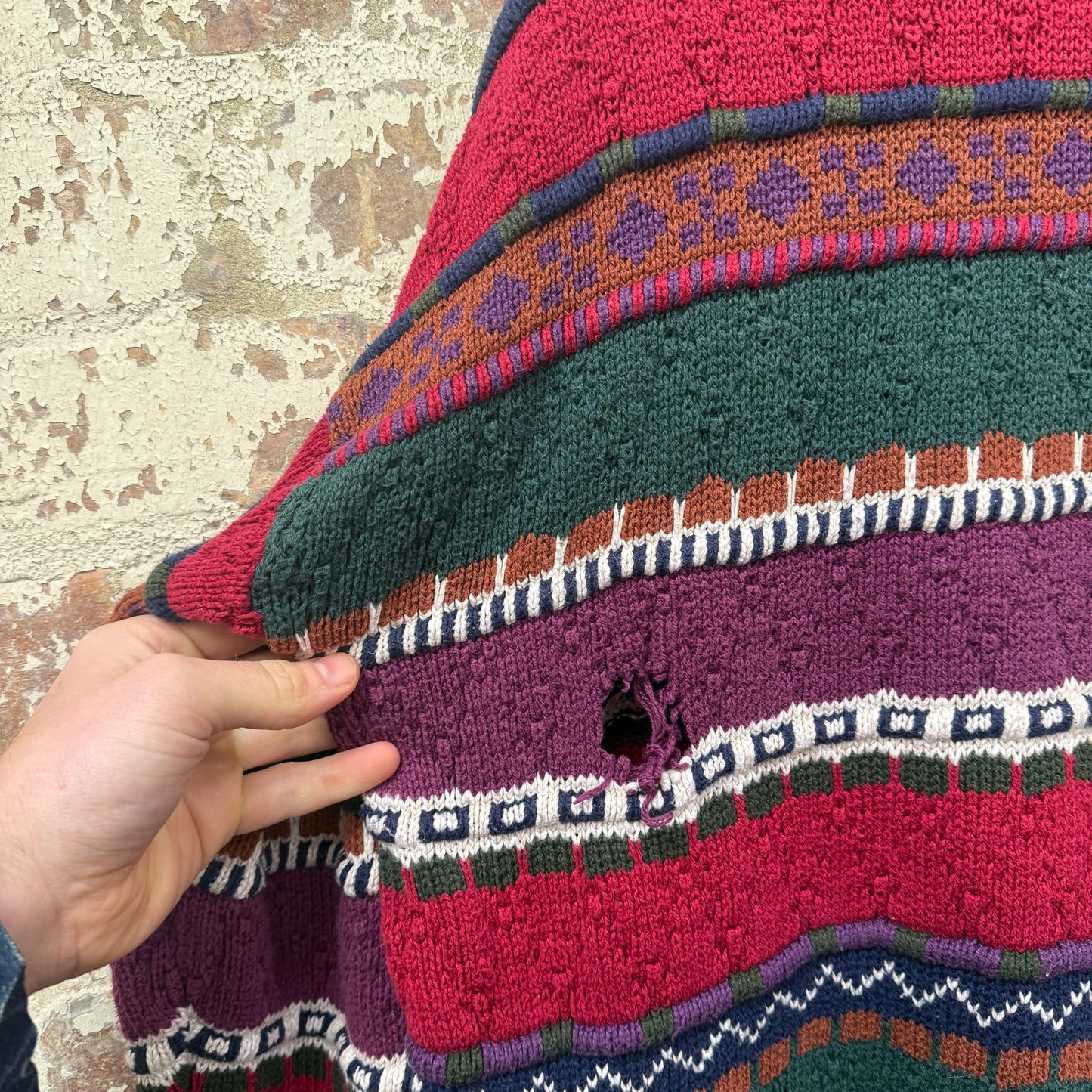 1990s Coogi Style Multicoloured Knitted Jumper