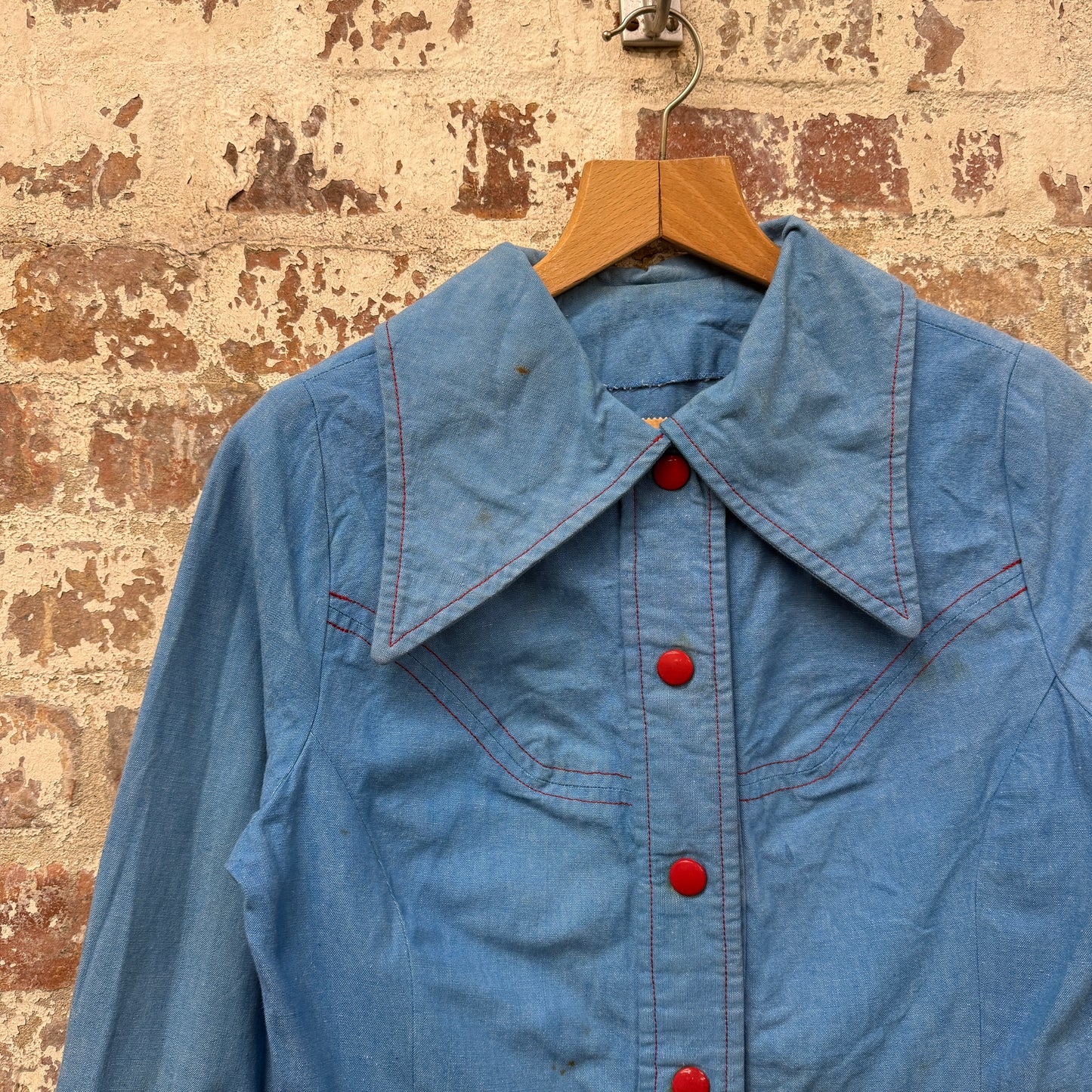 1970s Blue Cotton "Collar' Jacket