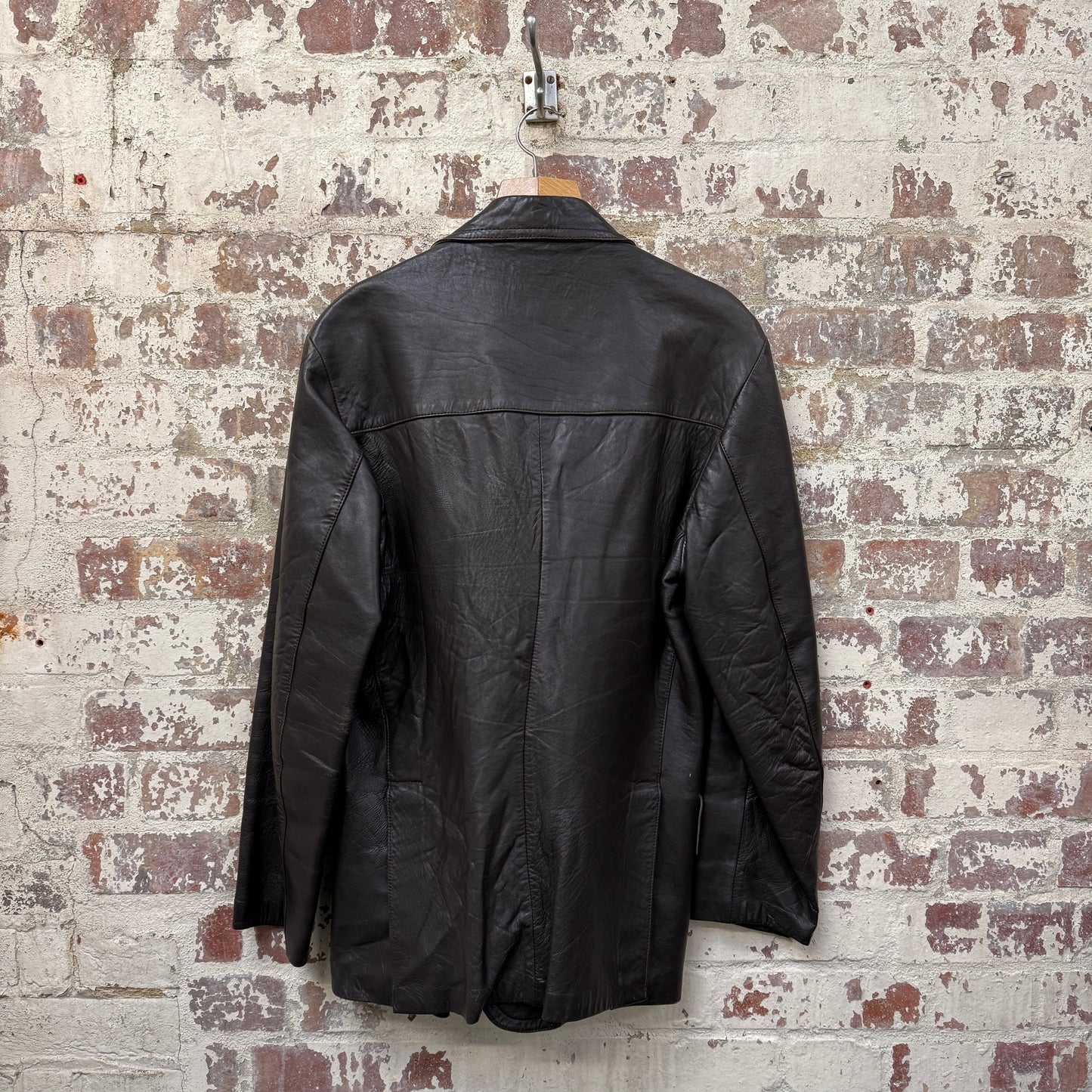 1980s Brown Leather Blazer Style Jacket