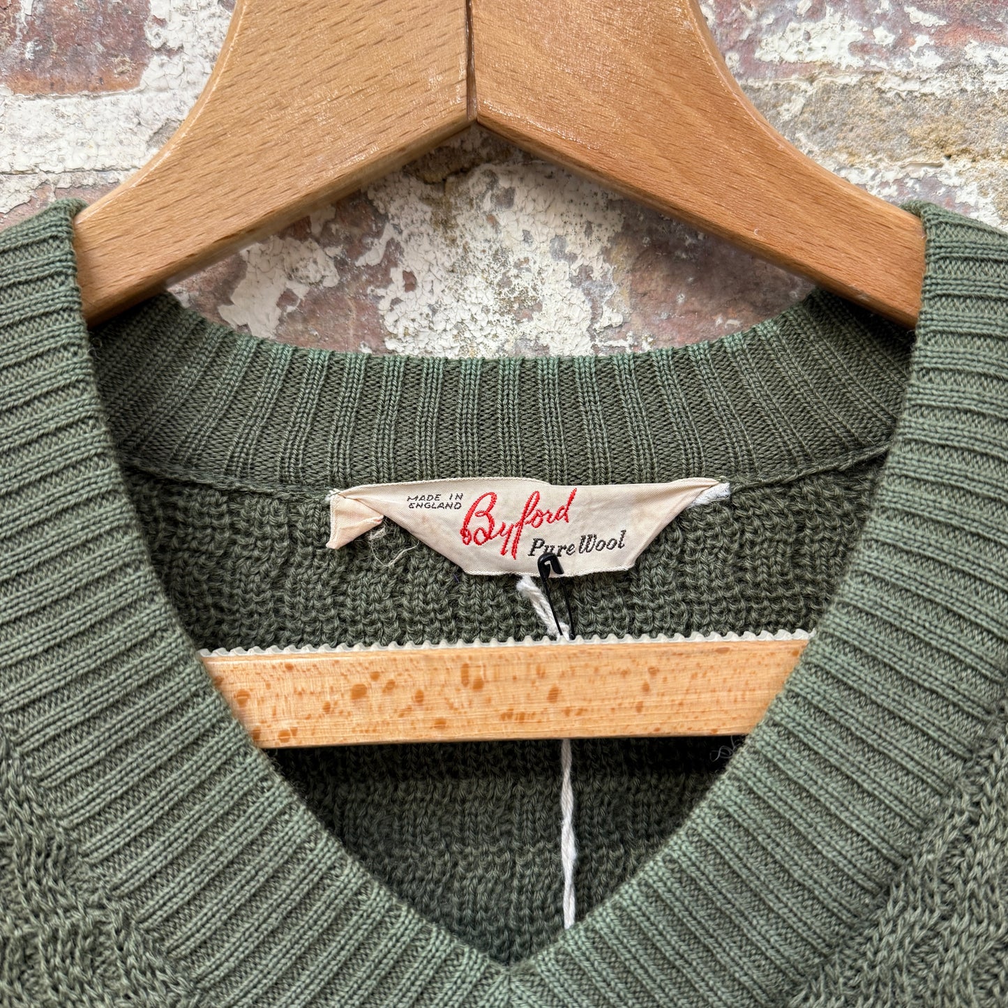 1960s Green Wool Patterned Knitted Jumper
