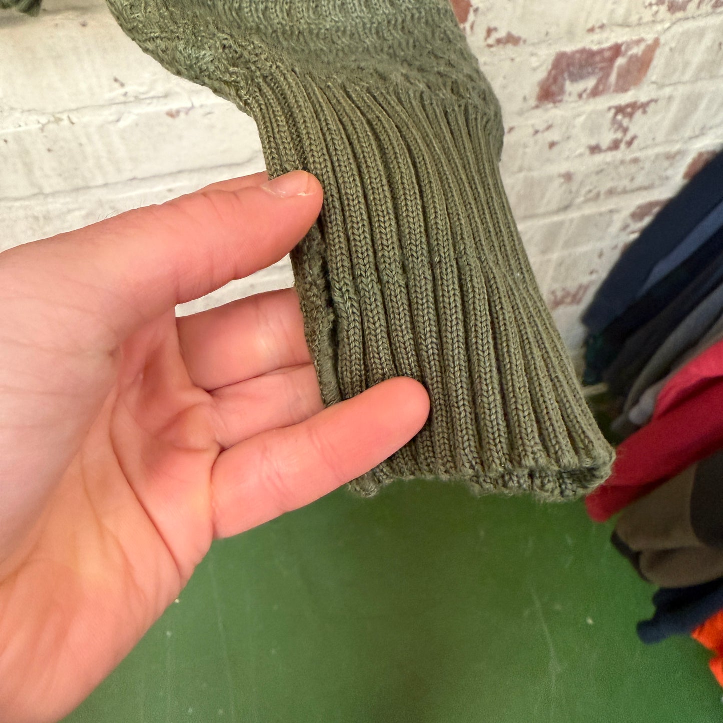 1960s Green Wool Patterned Knitted Jumper
