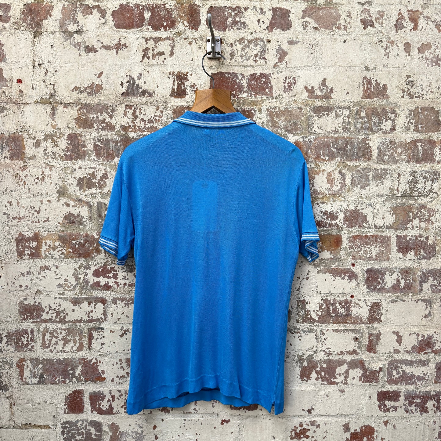 1980s Blue Sports Zip Polo Shirt Top