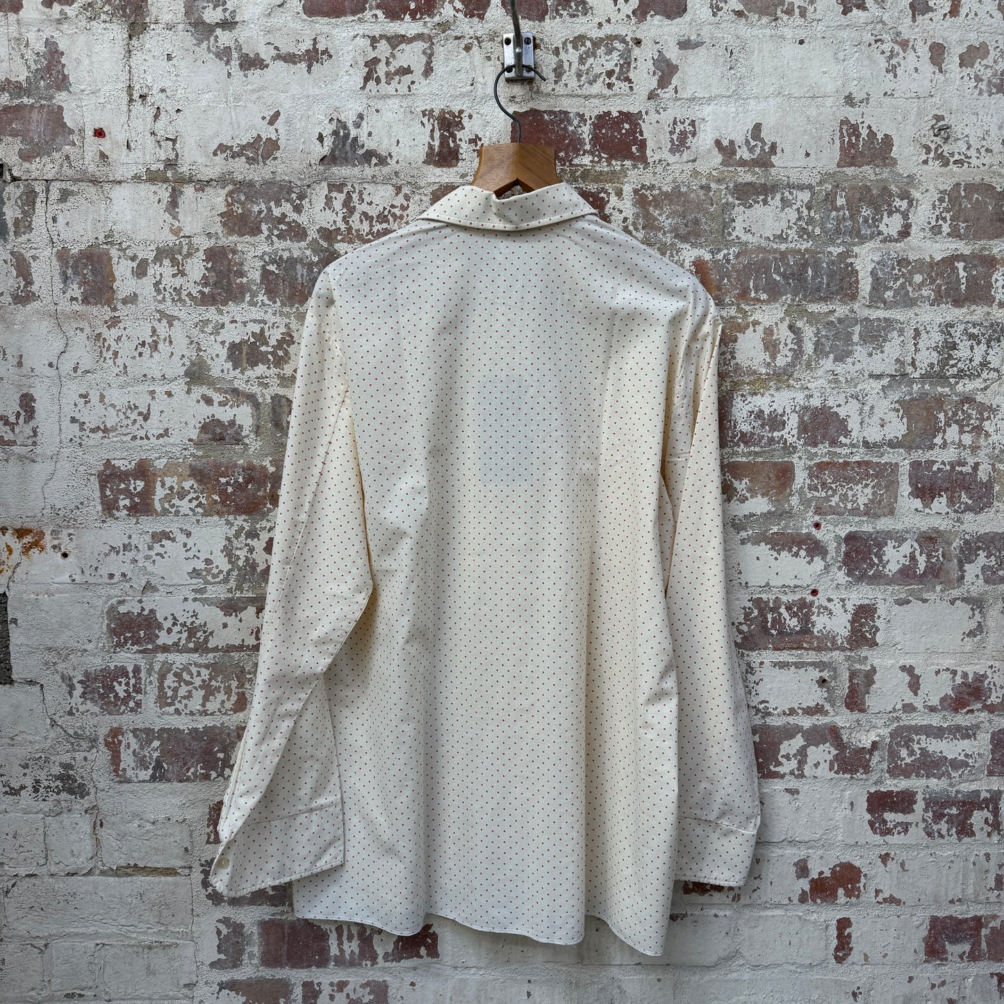 1970s Cream Polka Dot Button Up Shirt