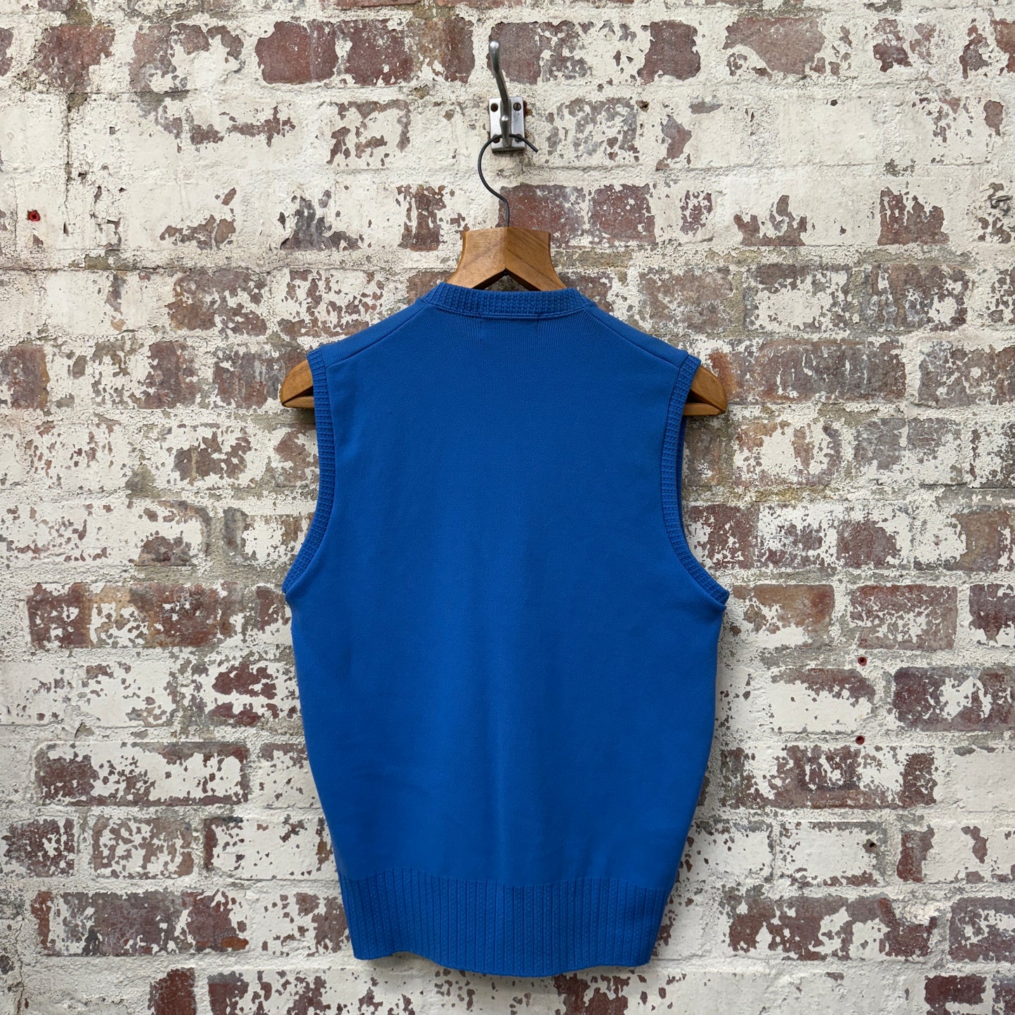 1970s Blue 'Pick" Knitted Tank Top Jumper