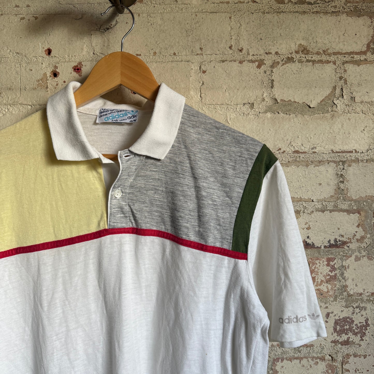 1980s White Adidas Tennis Polo Shirt Top