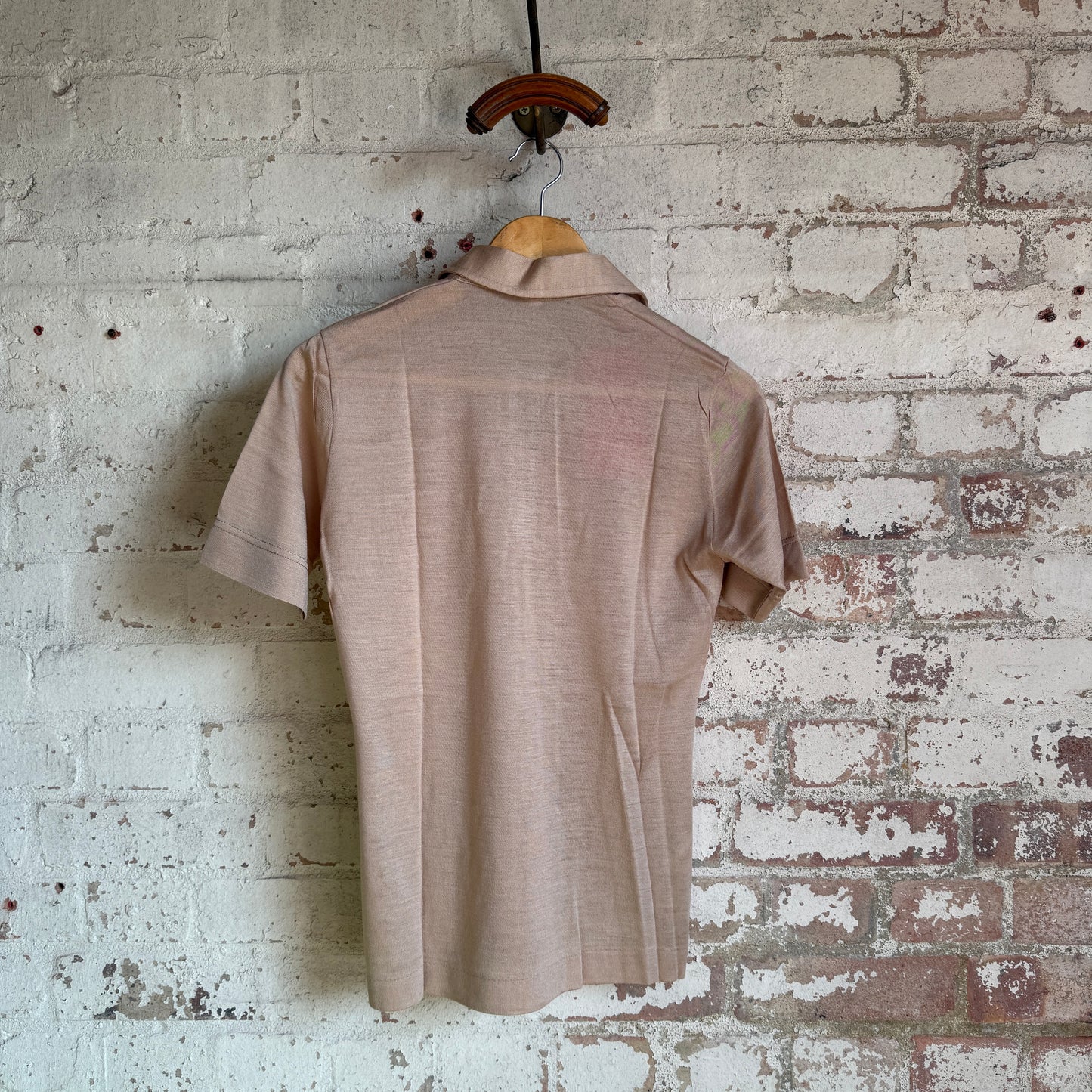 1970s Beige Italian Knitted Polo Shirt