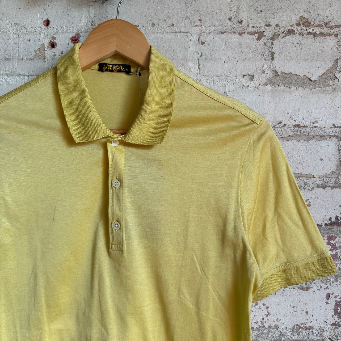 1980s Yellow Italian Cotton Polo Shirt Top