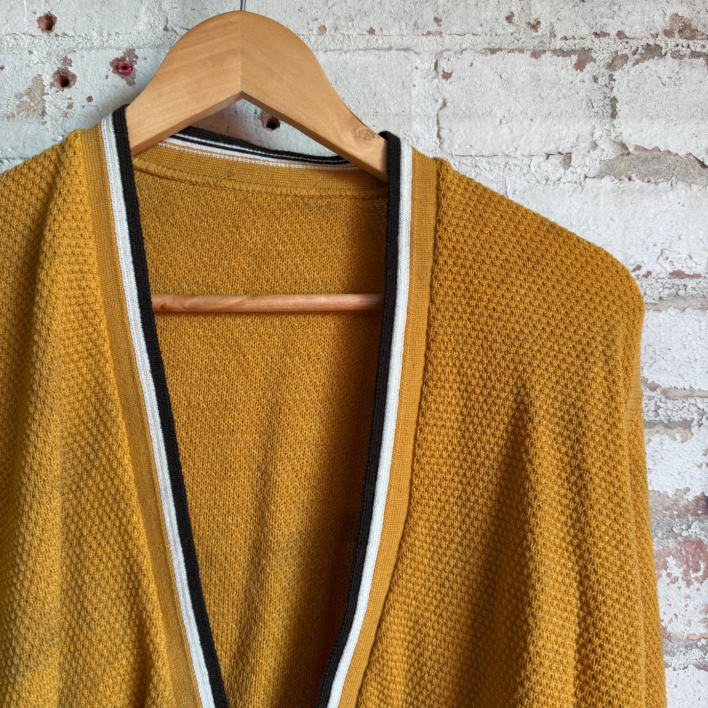 1970s Orange Waffle Knitted Cardigan Jumper