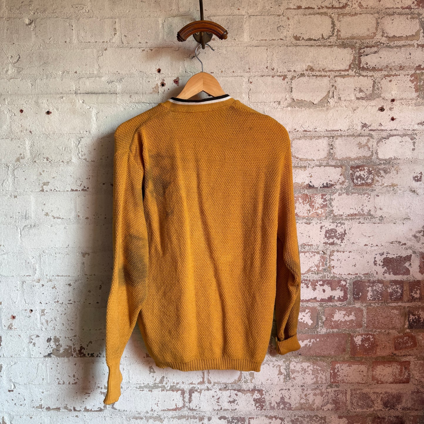 1970s Orange Waffle Knitted Cardigan Jumper