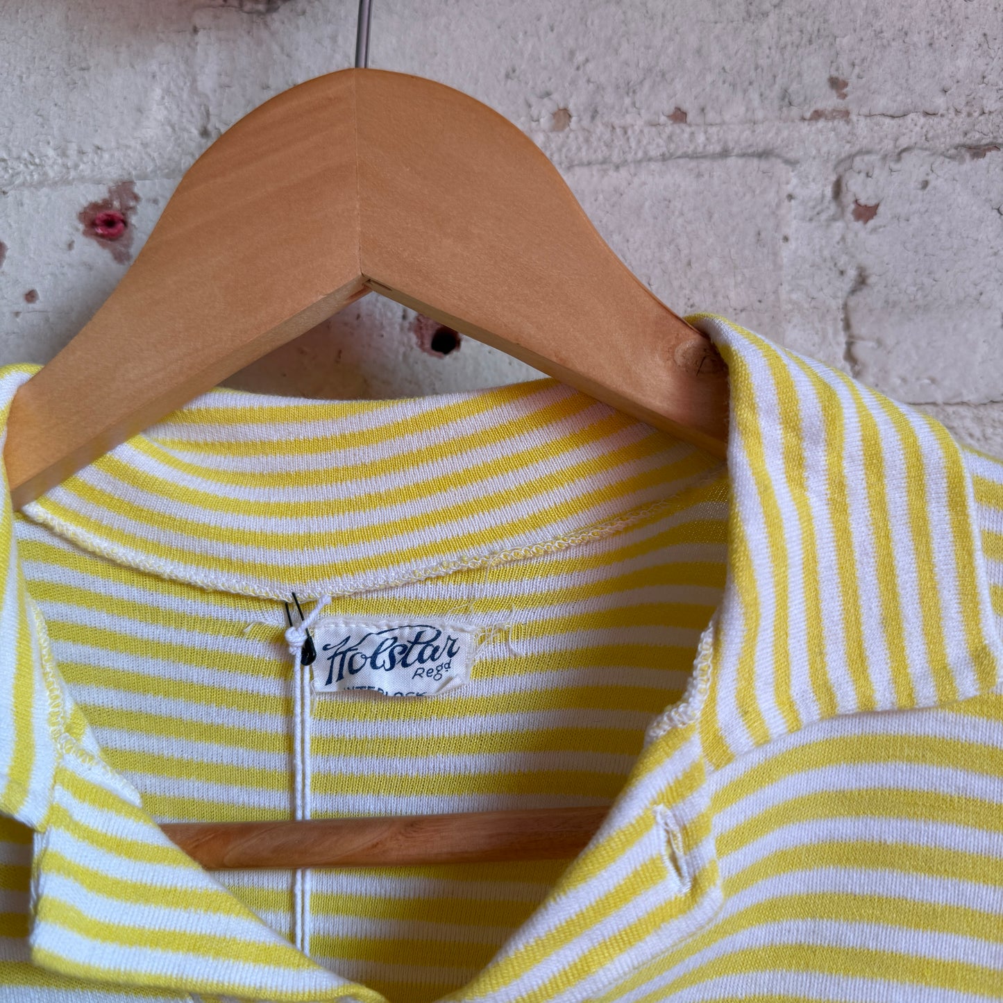 1960s Yellow Striped Holstar Polo Shirt Top