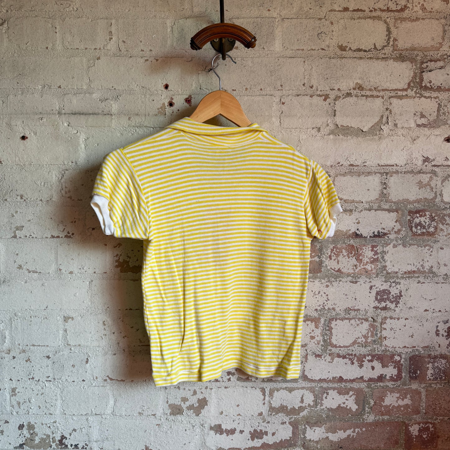 1960s Yellow Striped Holstar Polo Shirt Top