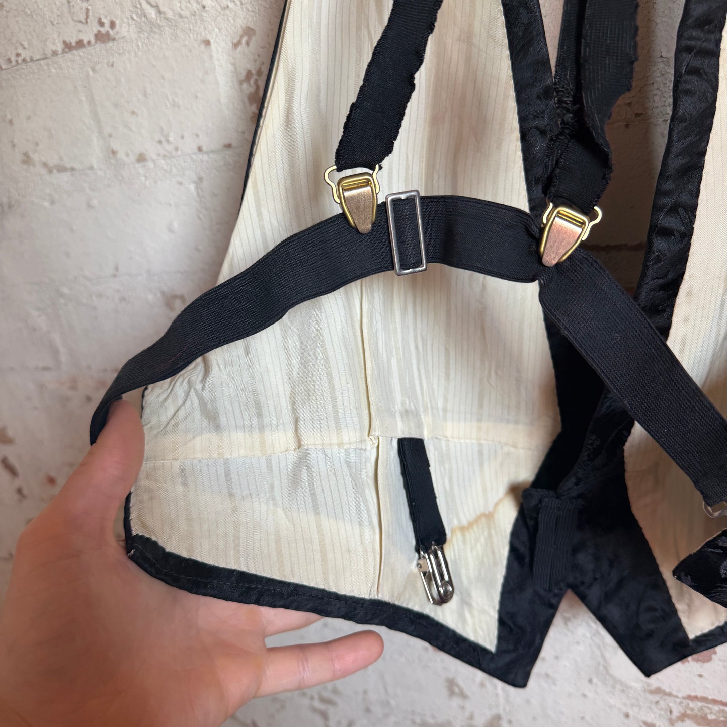 1930s Black Patterned Formal Waistcoat