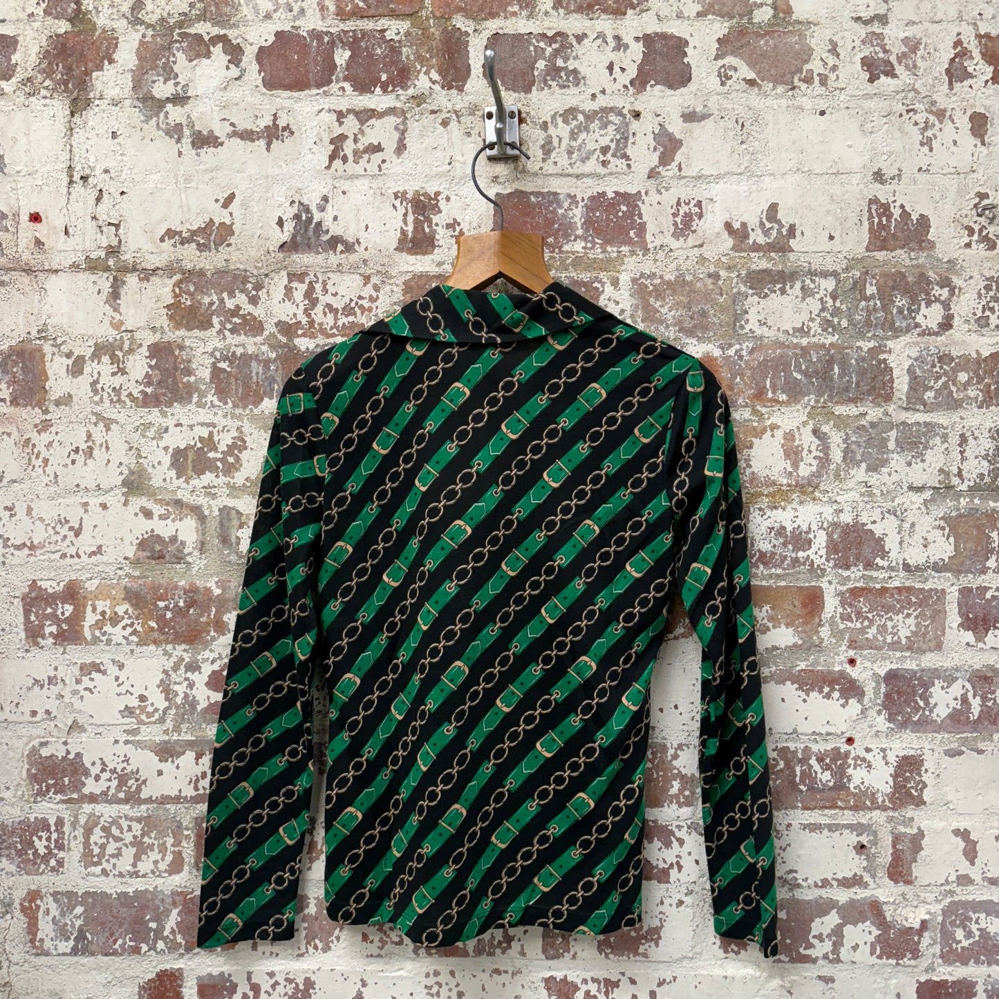 1970s Green Patterned Button Up Shirt