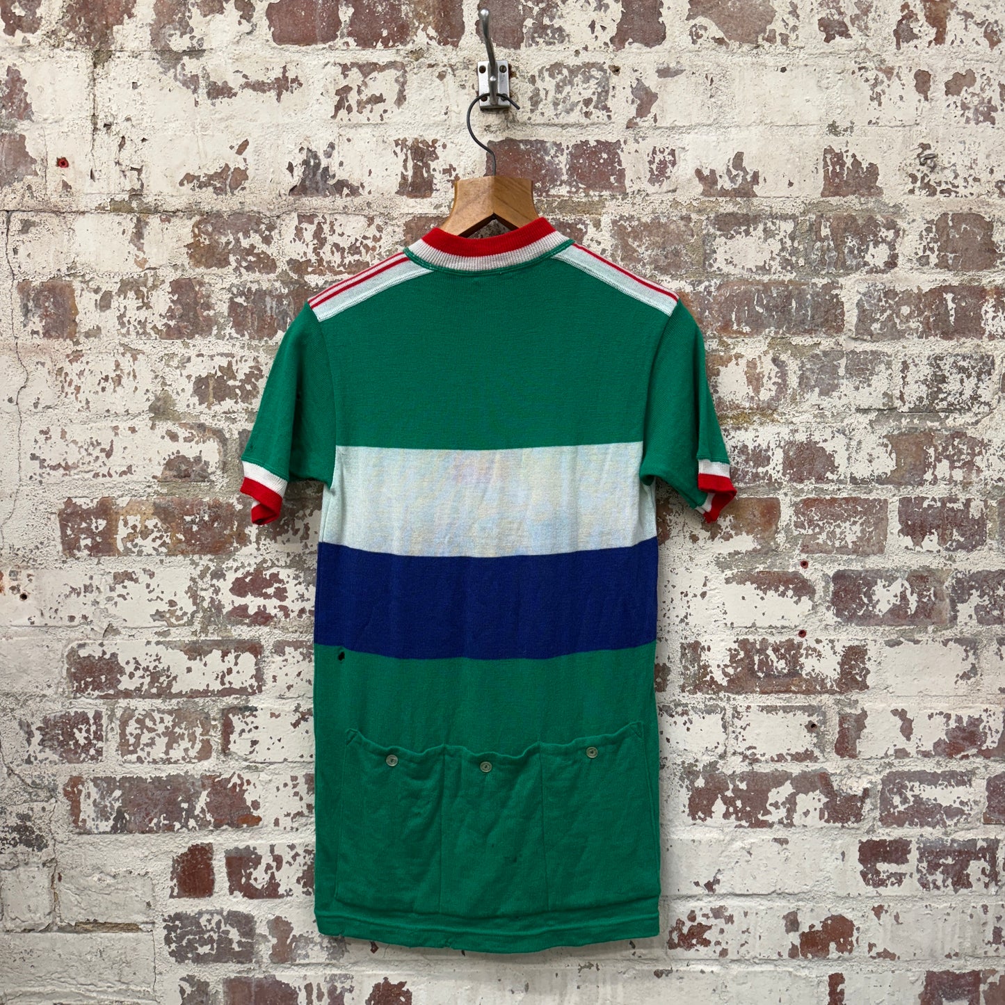 1970s Green Wool Cycling Zip Shirt