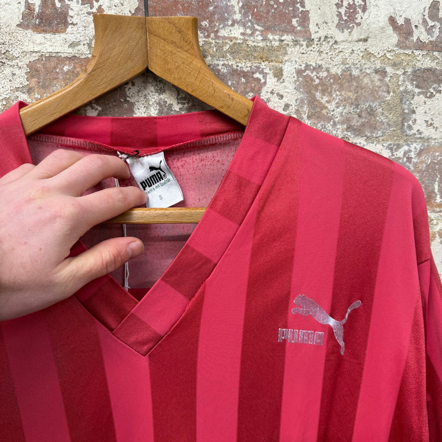 1990s Red Puma Flock Print Sports T-Shirt