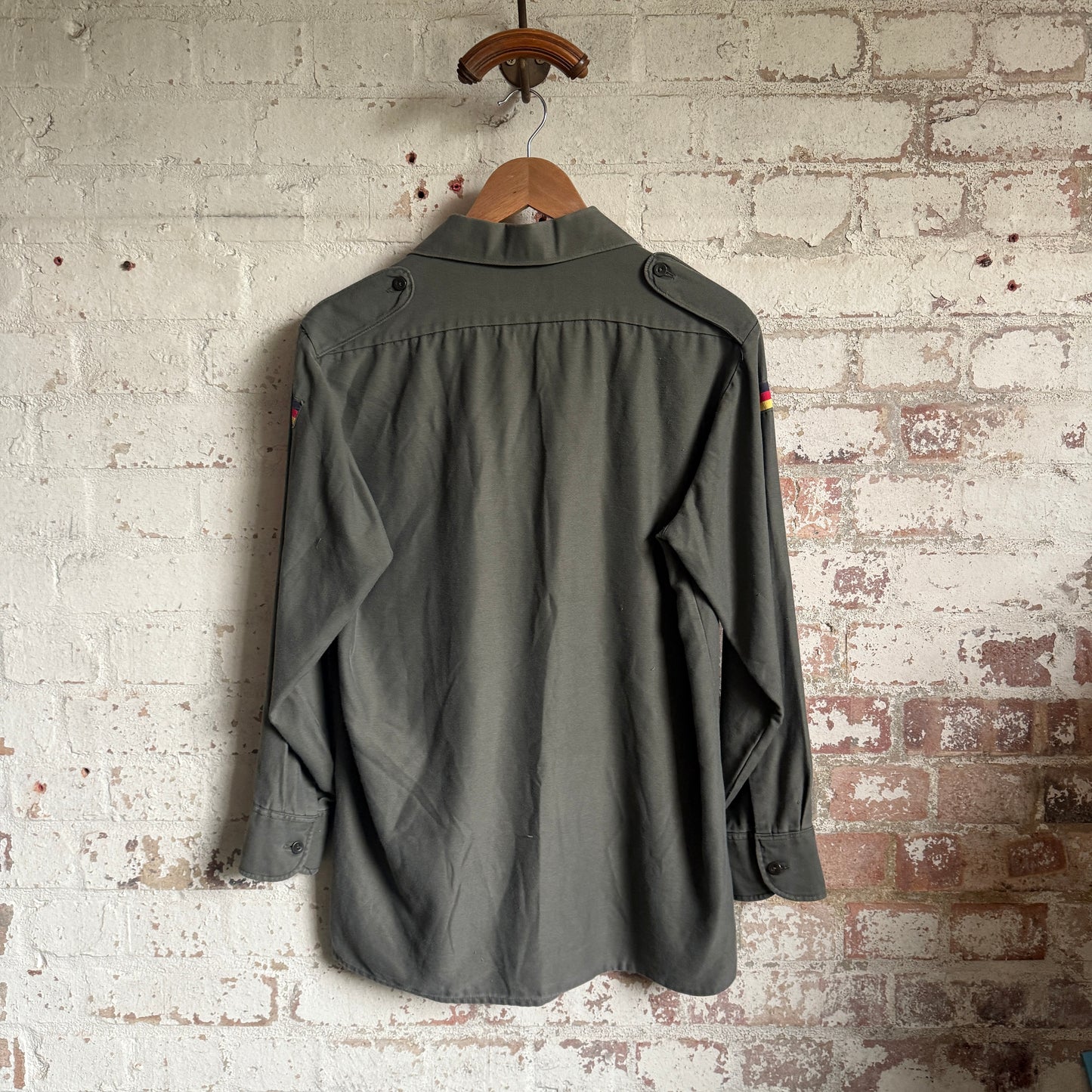 1980s Khaki Green German Military Button Shirt