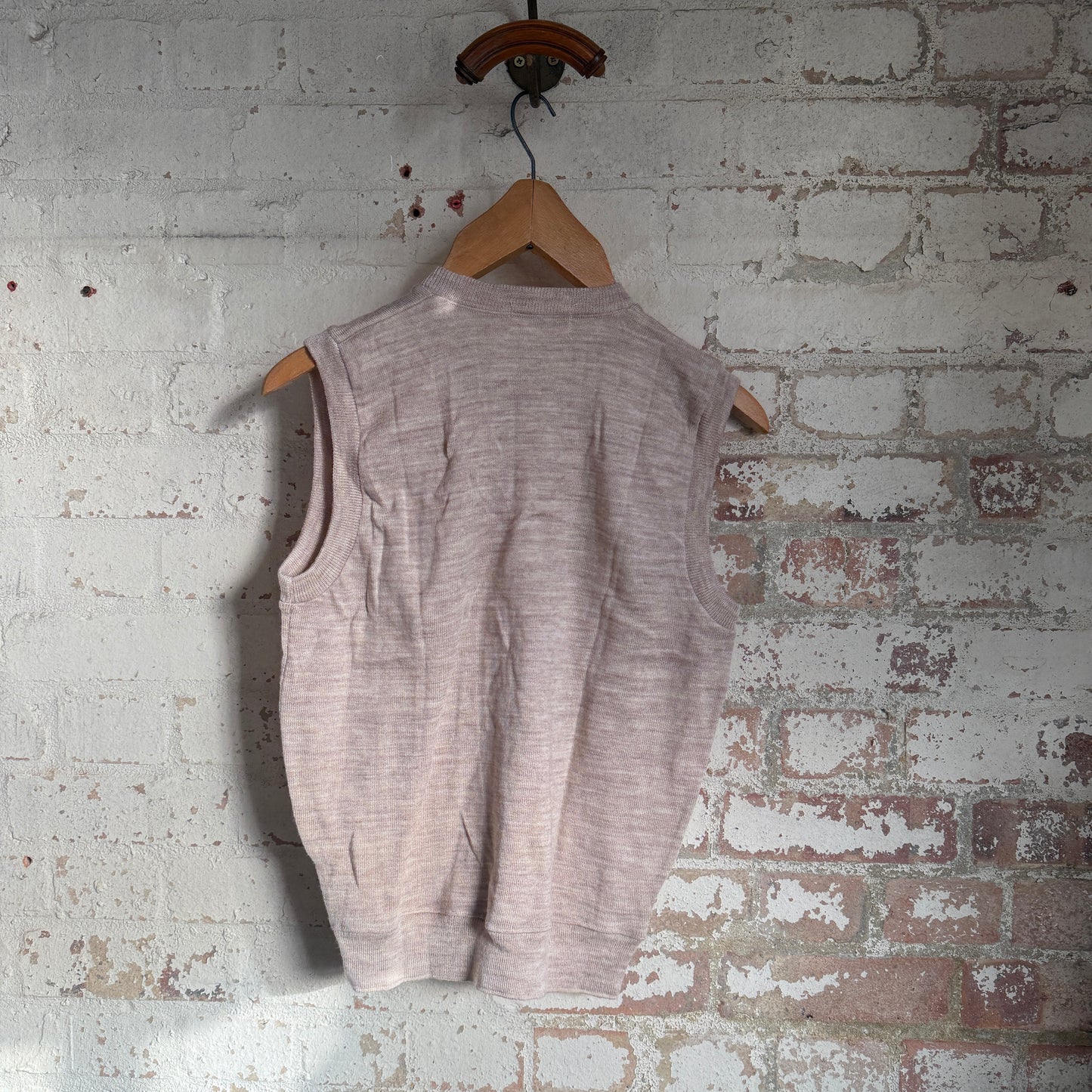 1950s Beige British Wool Knitted Tank Top Jumper