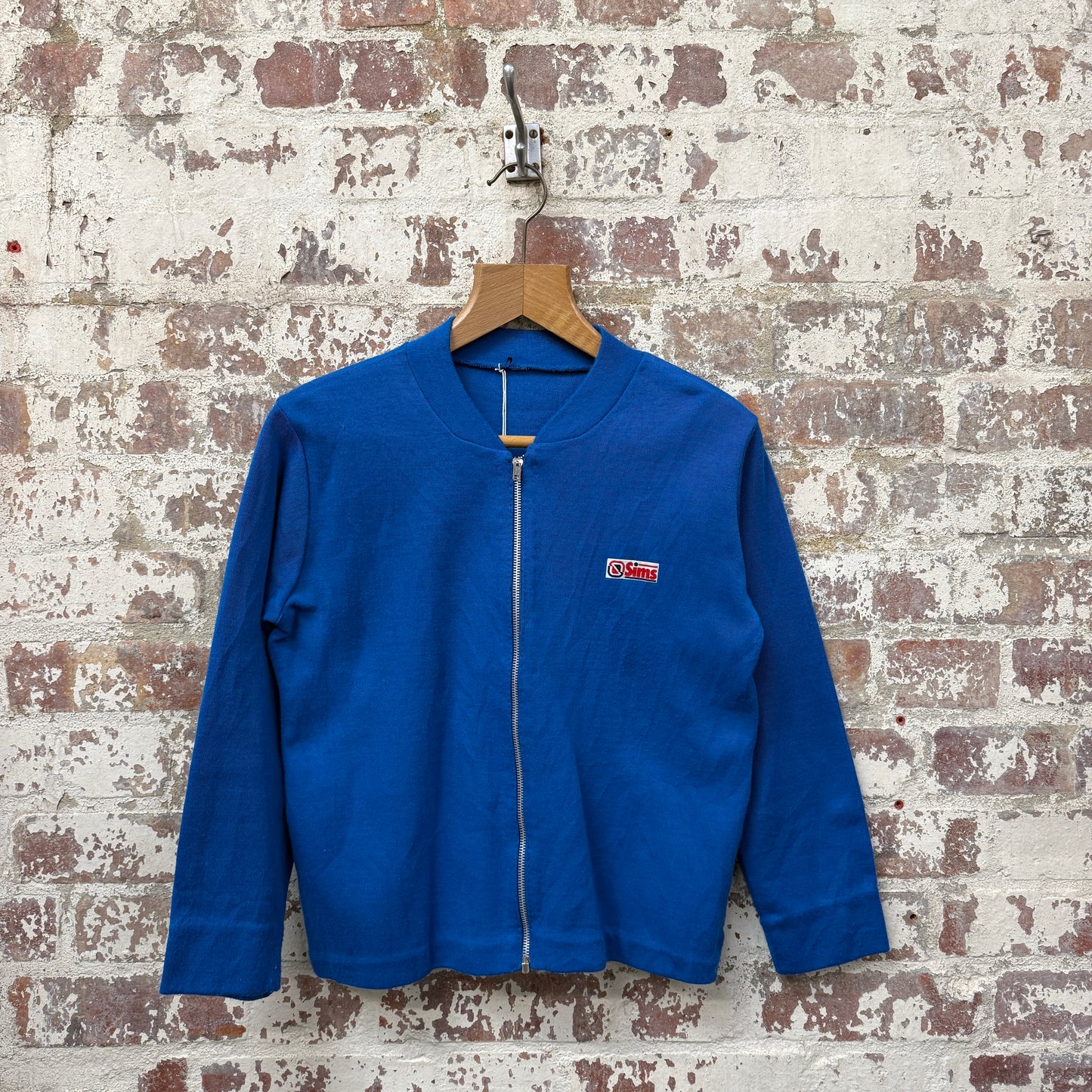 1970s Blue Knitted Zip Up Track Top