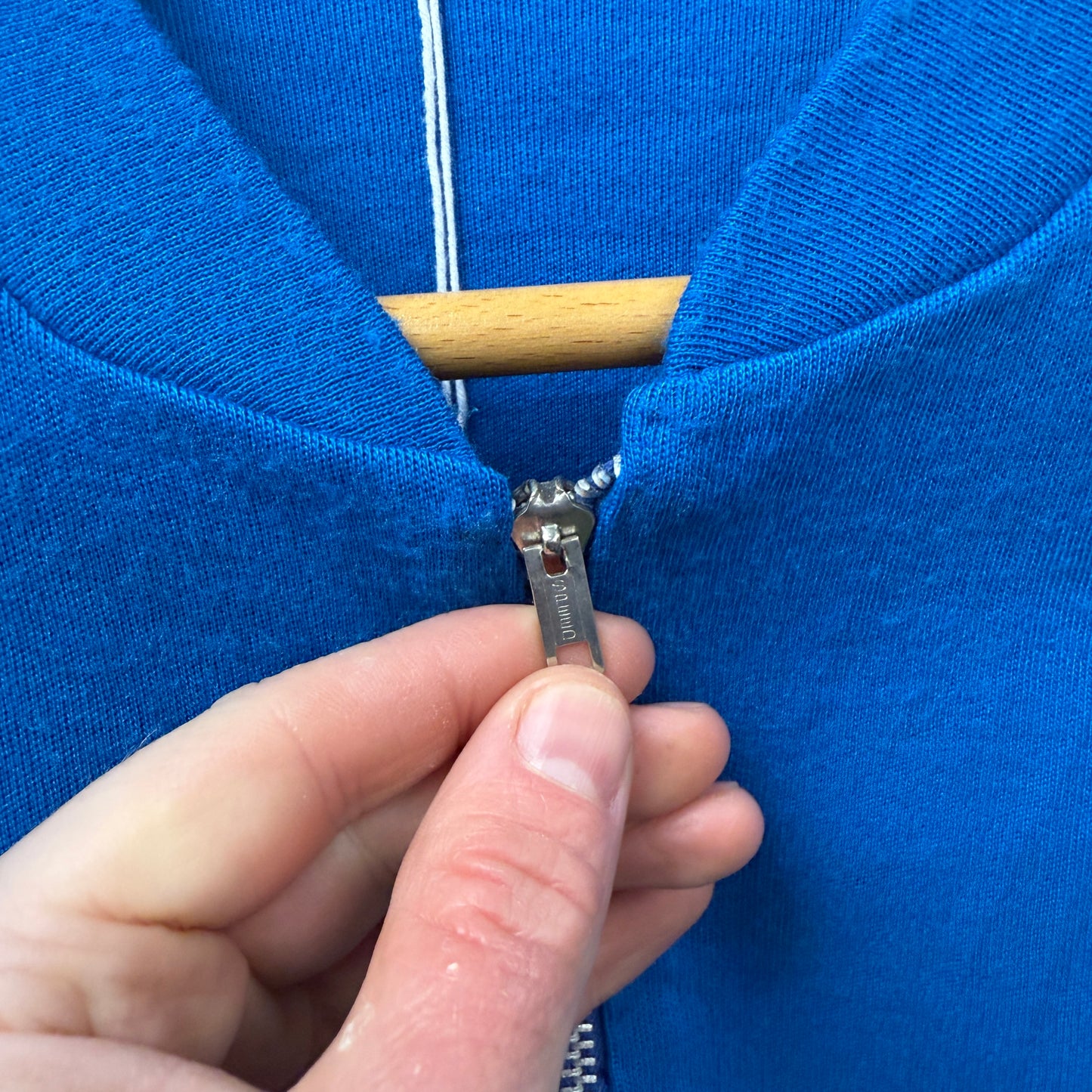 1970s Blue Knitted Zip Up Track Top