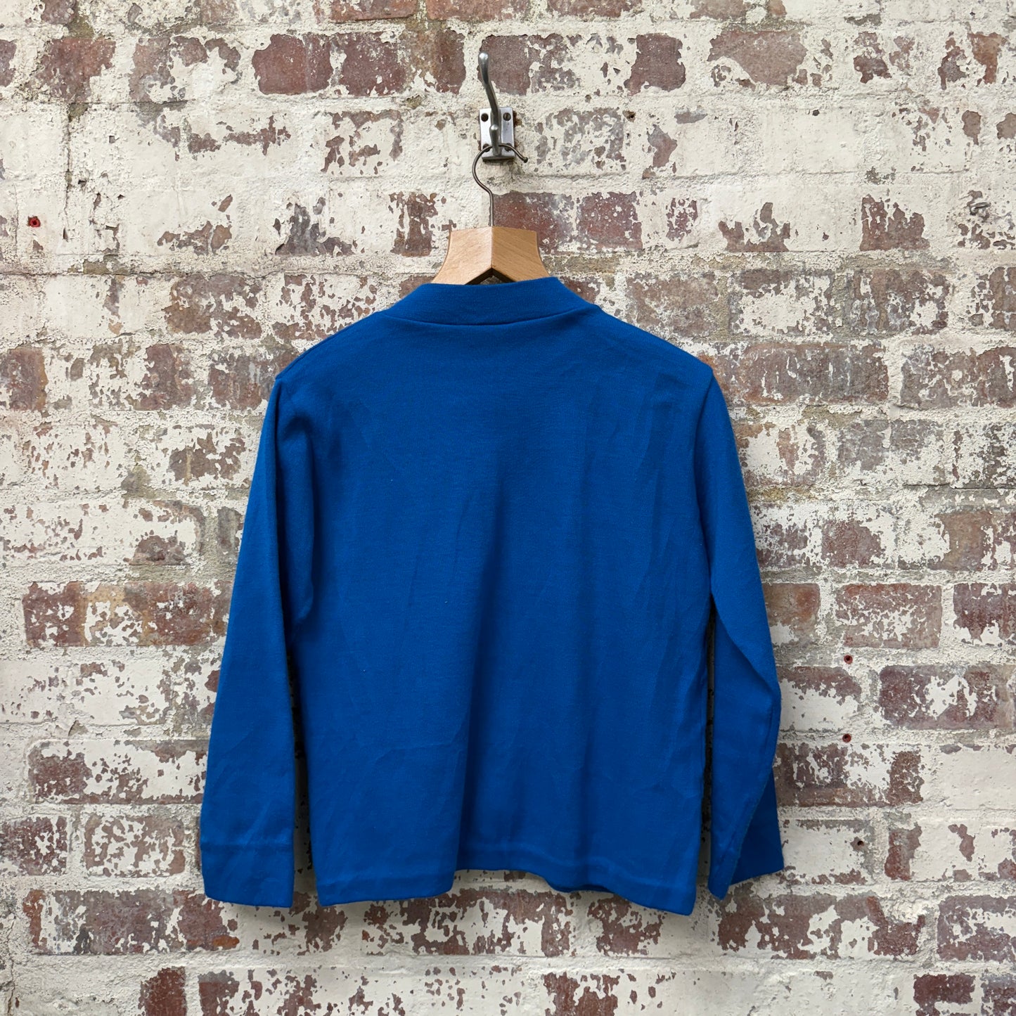 1970s Blue Knitted Zip Up Track Top