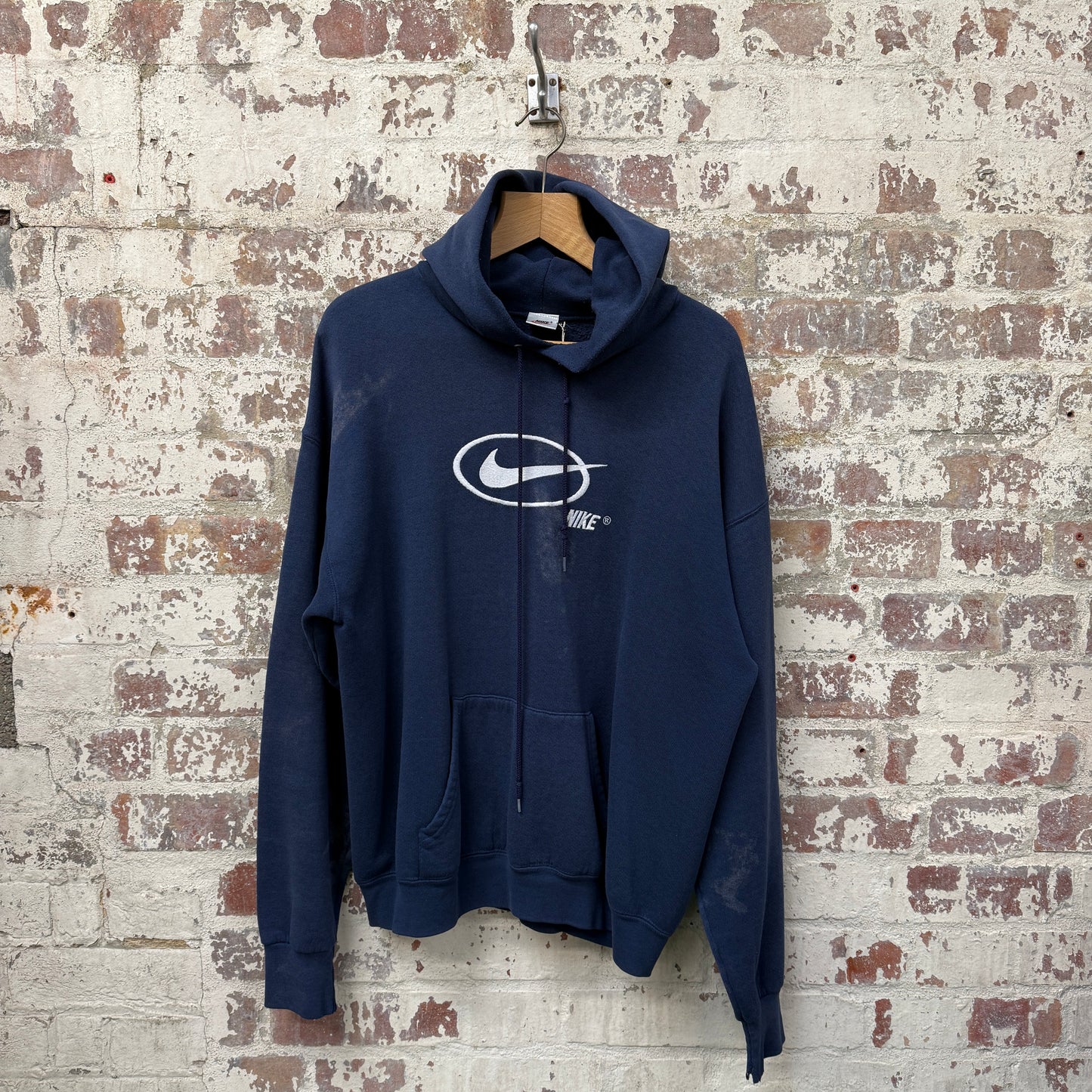1990s Navy Nike Embroidered Hoodie Jumper